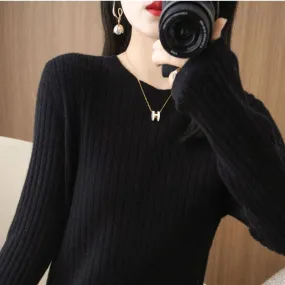 METAVERSMALL Autumn and winter trendy round neck V-neck long-sleeved outer sweater 2023 new thickened large size versatile temperament knitted sweater