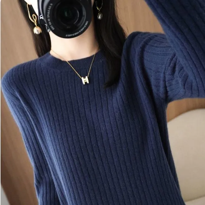 METAVERSMALL Autumn and winter trendy round neck V-neck long-sleeved outer sweater 2023 new thickened large size versatile temperament knitted sweater