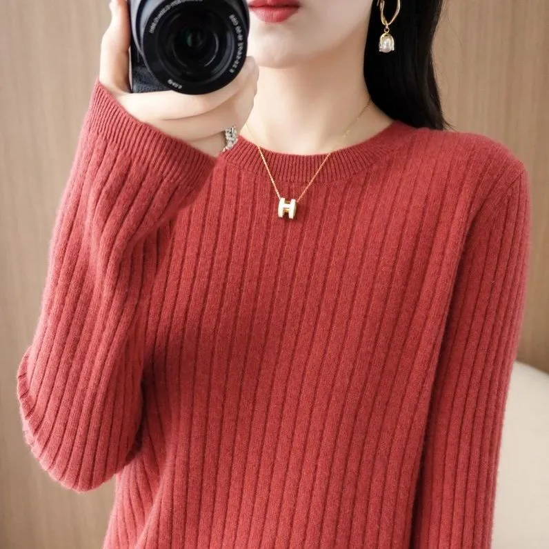 METAVERSMALL Autumn and winter trendy round neck V-neck long-sleeved outer sweater 2023 new thickened large size versatile temperament knitted sweater