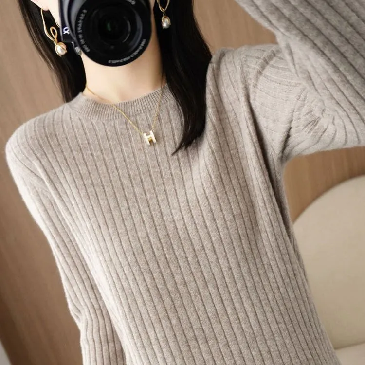 METAVERSMALL Autumn and winter trendy round neck V-neck long-sleeved outer sweater 2023 new thickened large size versatile temperament knitted sweater