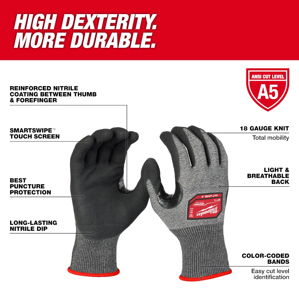 Milwaukee 48-73-7151 Cut Level 5 High-Dexterity Nitrile Dipped Gloves - M