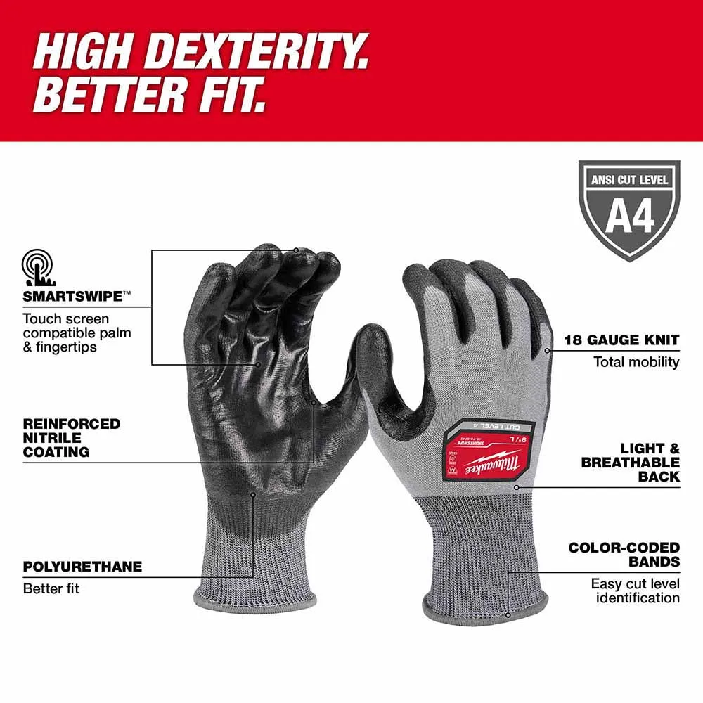 Milwaukee 48-73-8740 High Dexterity A4 Polyurethane Dipped Gloves - Small