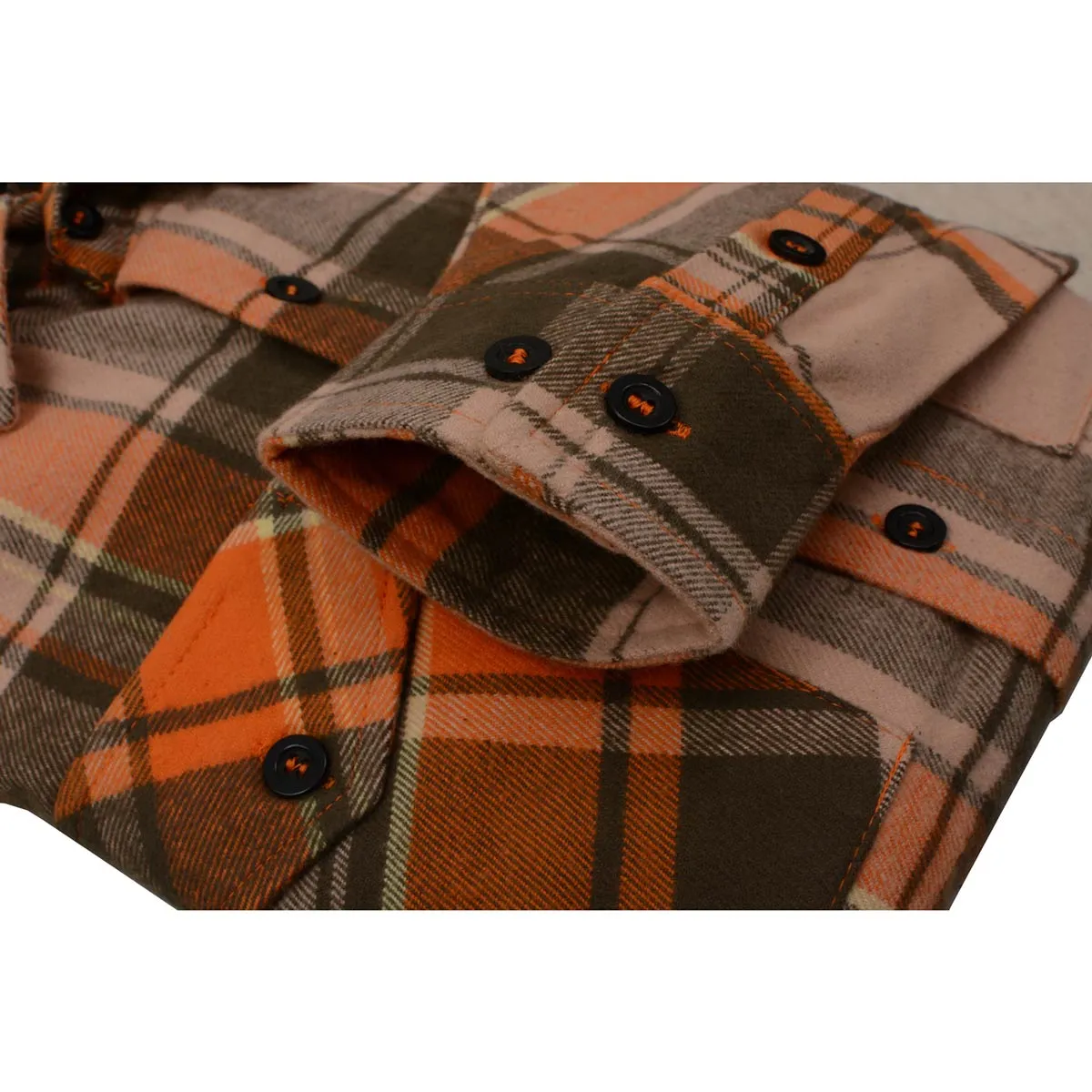 Milwaukee Leather  Men's 'Wild One' Brown/Orange Long Sleeve 10.5-Oz Heavy Duty-Cotton Flannel Shirt MNG11701