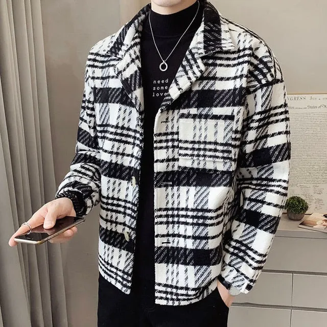 Monochrome Gingham Big Pocket Thick Jacket