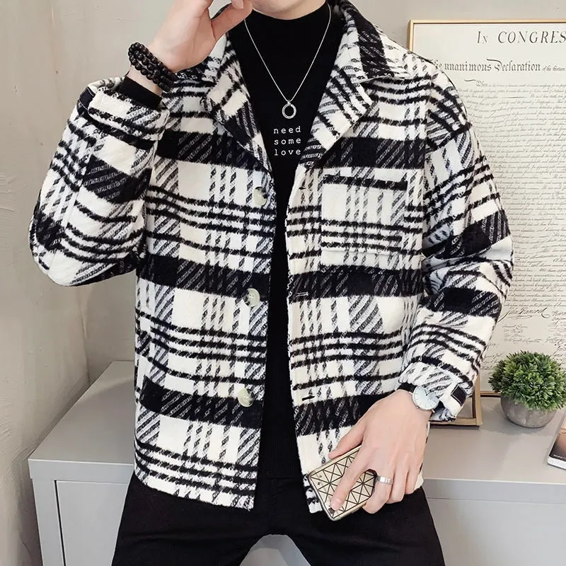 Monochrome Gingham Big Pocket Thick Jacket