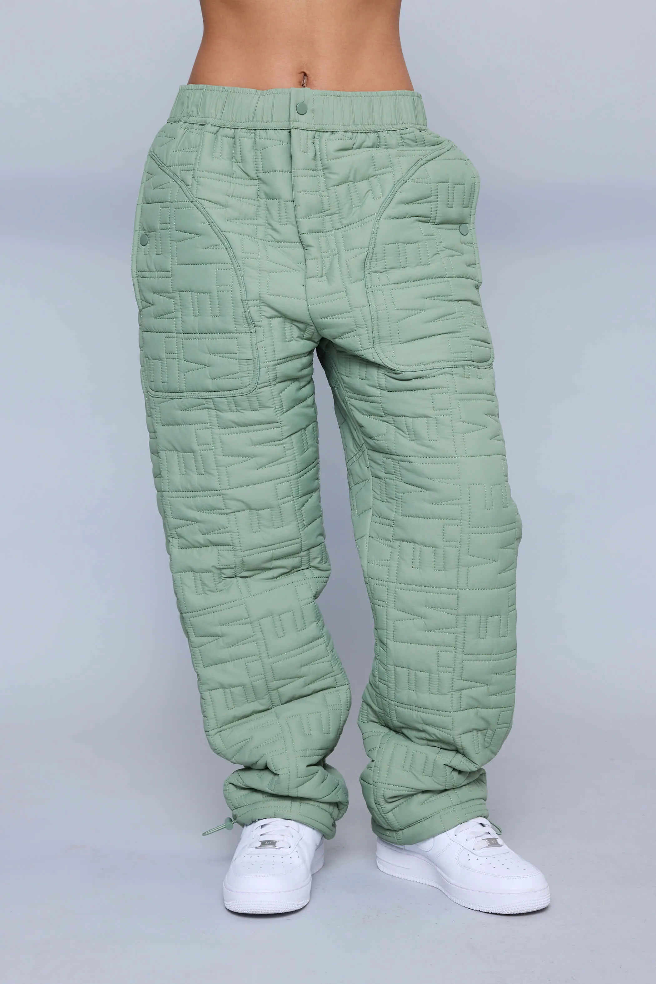 Monogram Quilted Puff Tech Pant - Sage