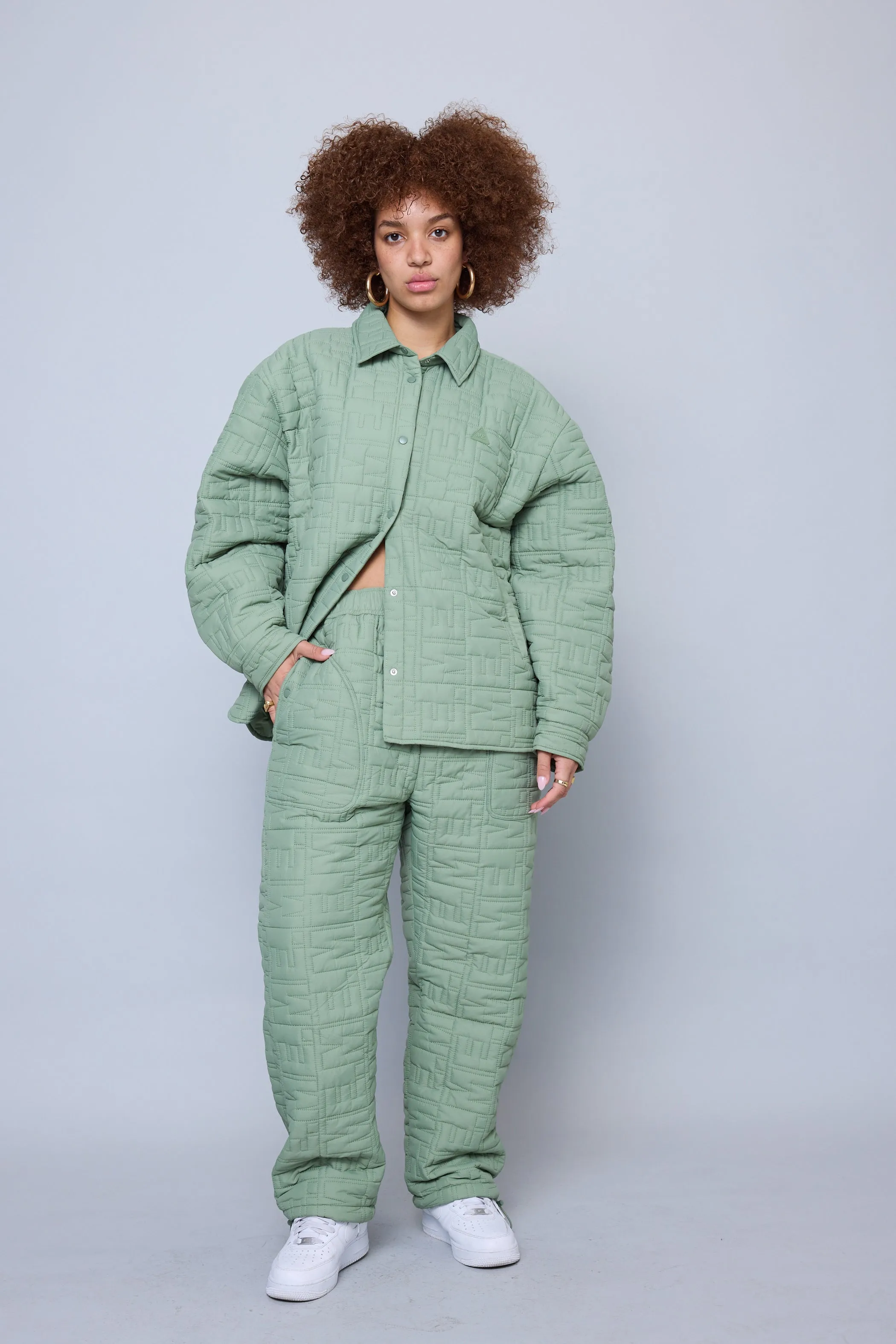 Monogram Quilted Puff Tech Pant - Sage