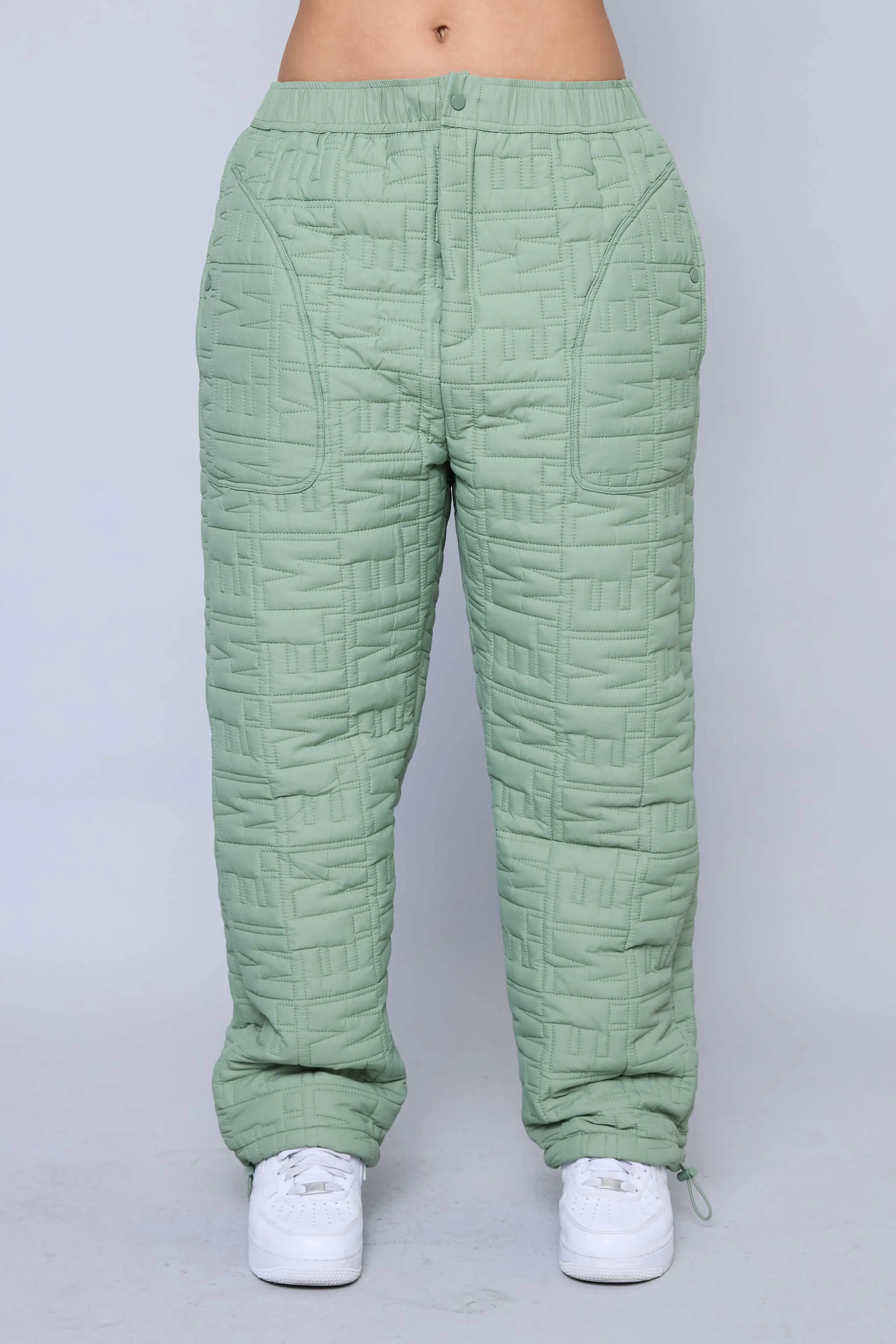 Monogram Quilted Puff Tech Pant - Sage