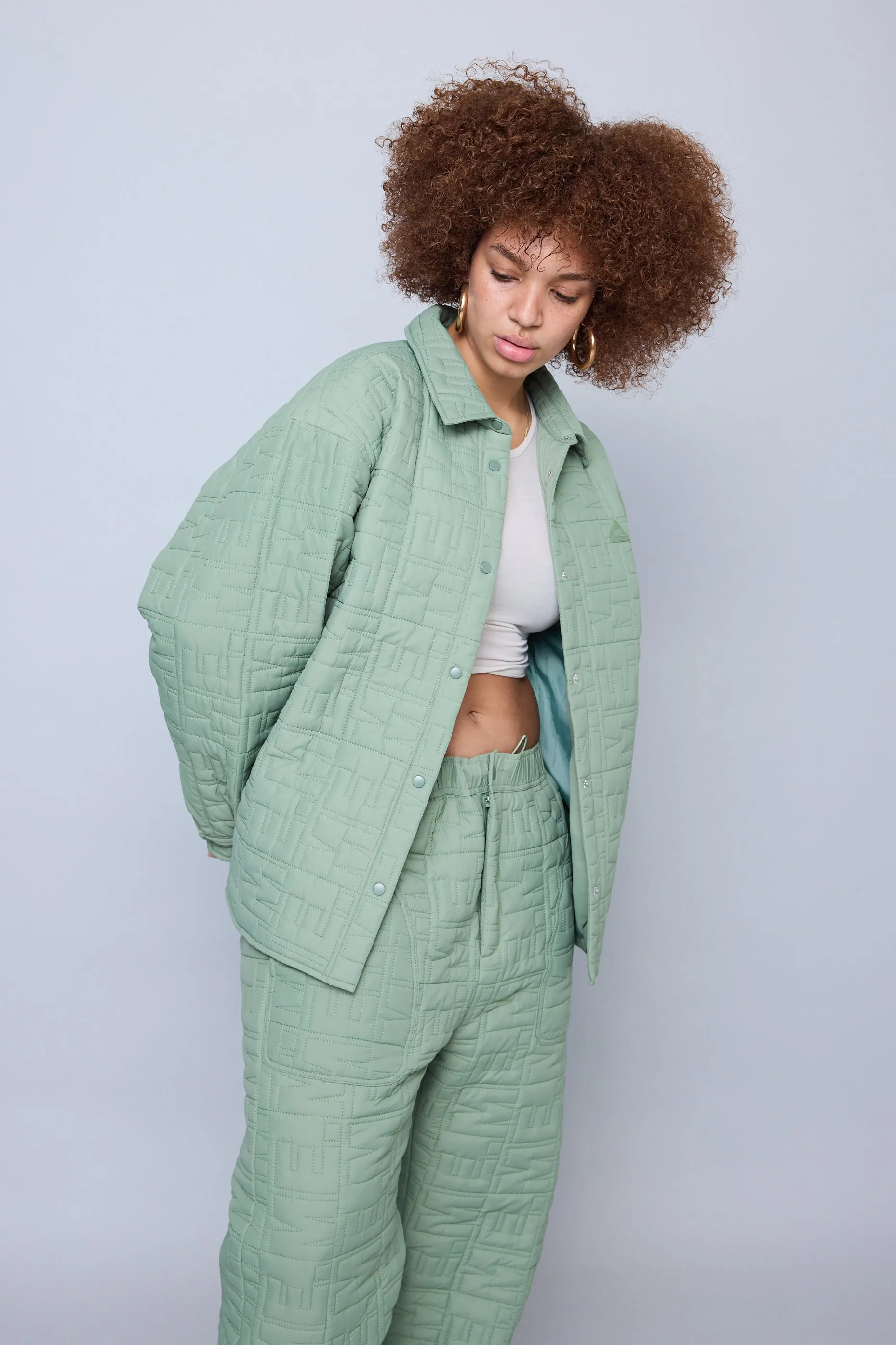 Monogram Quilted Puff Tech Pant - Sage