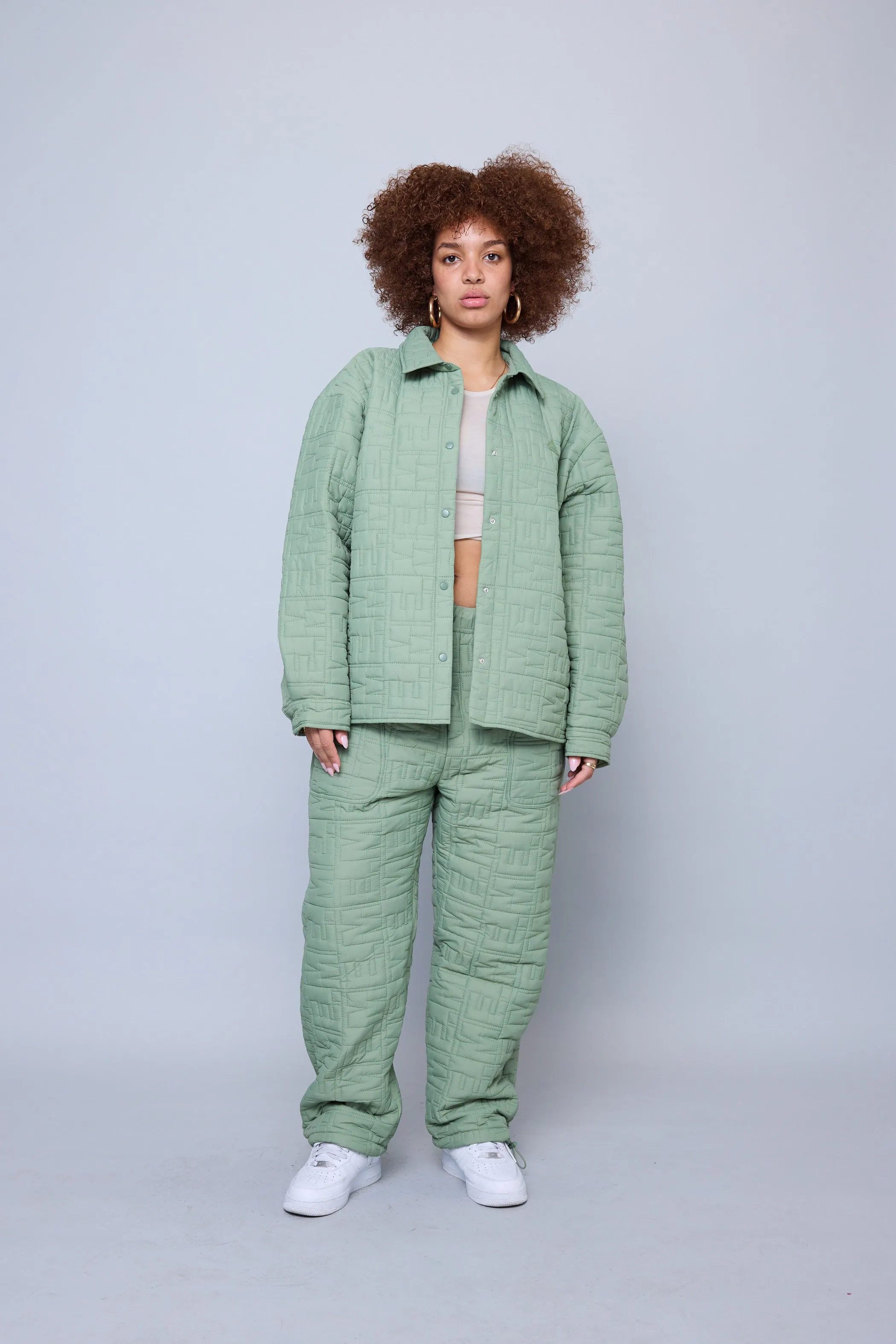 Monogram Quilted Puff Tech Pant - Sage