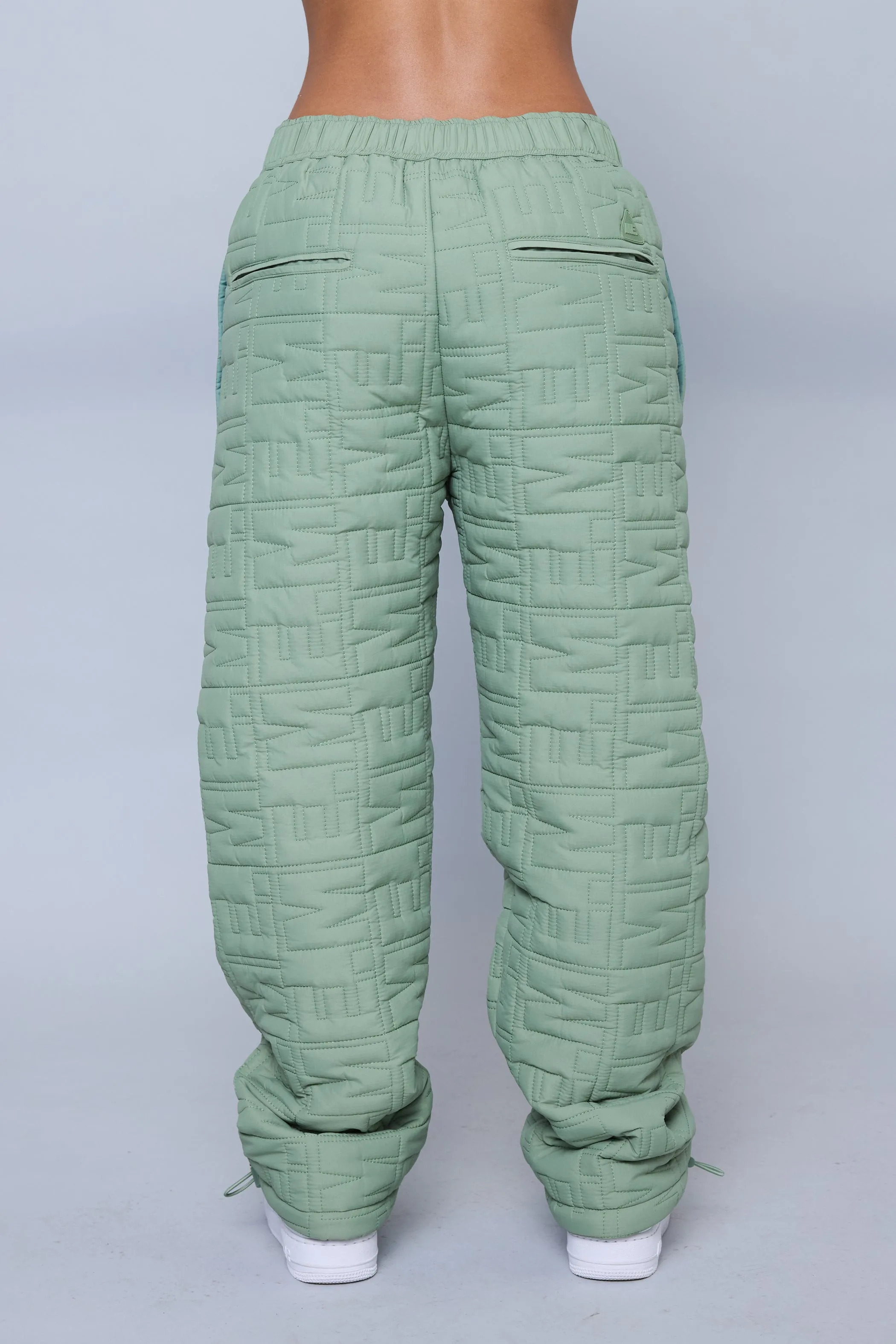 Monogram Quilted Puff Tech Pant - Sage