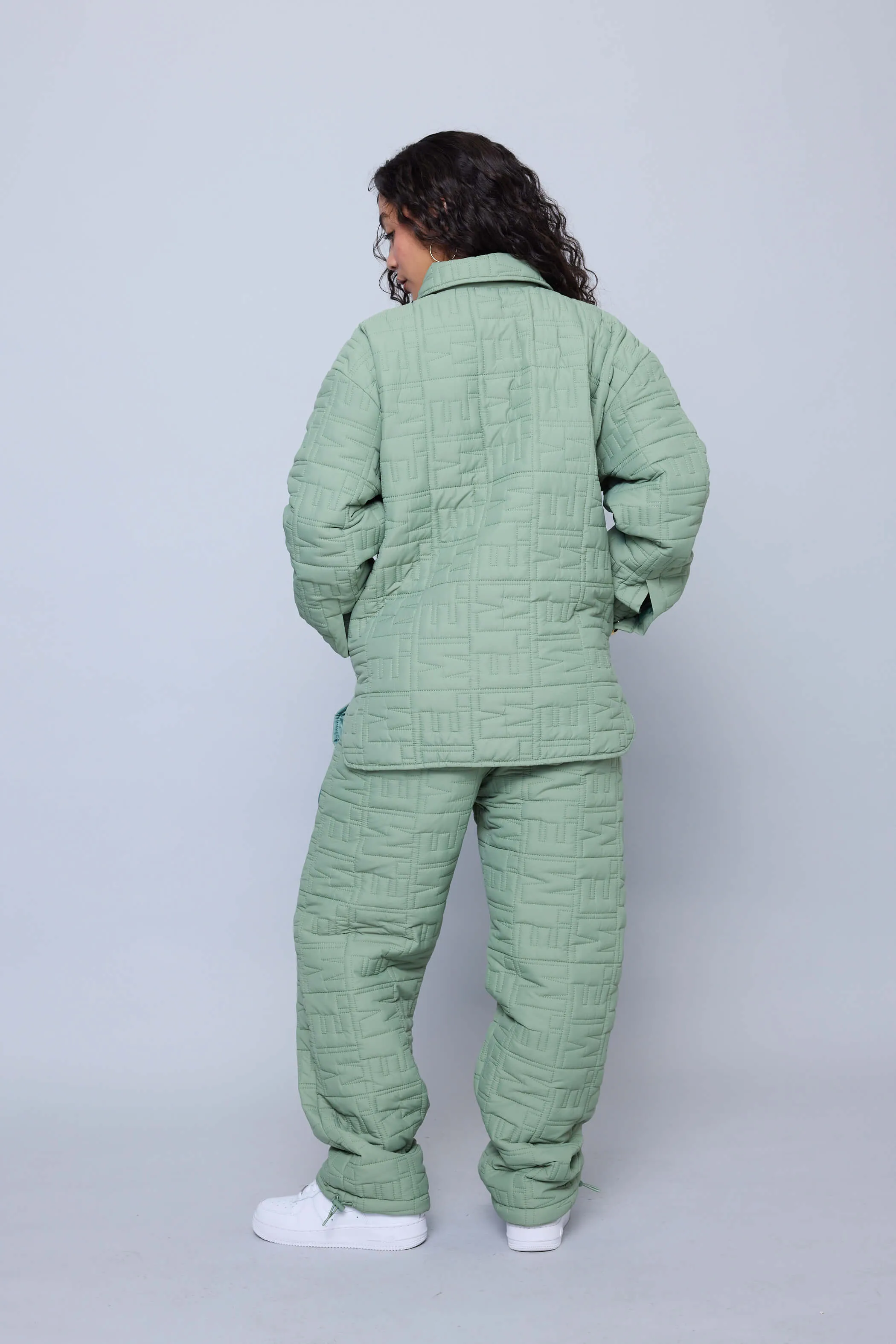 Monogram Quilted Puff Tech Pant - Sage