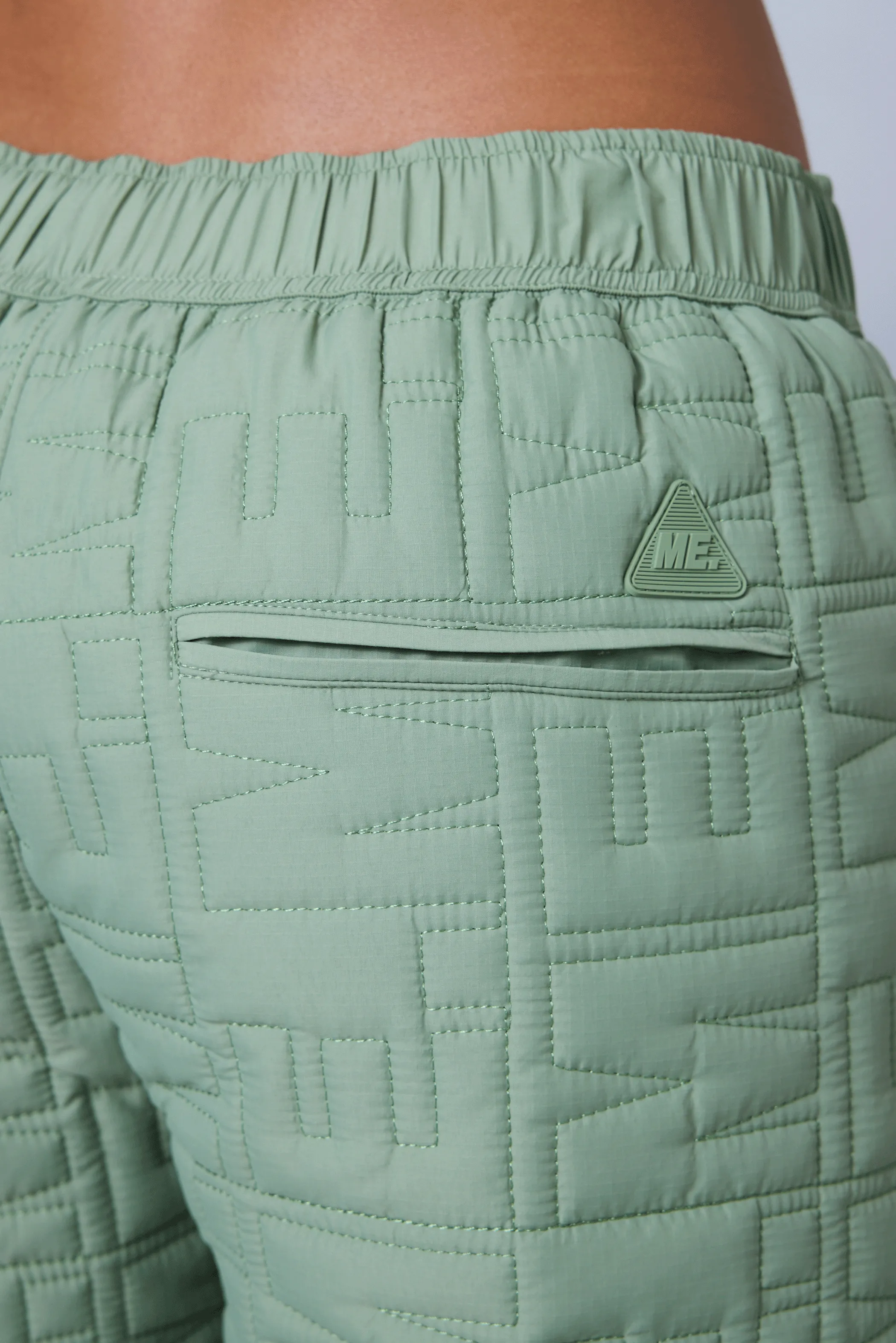 Monogram Quilted Puff Tech Pant - Sage