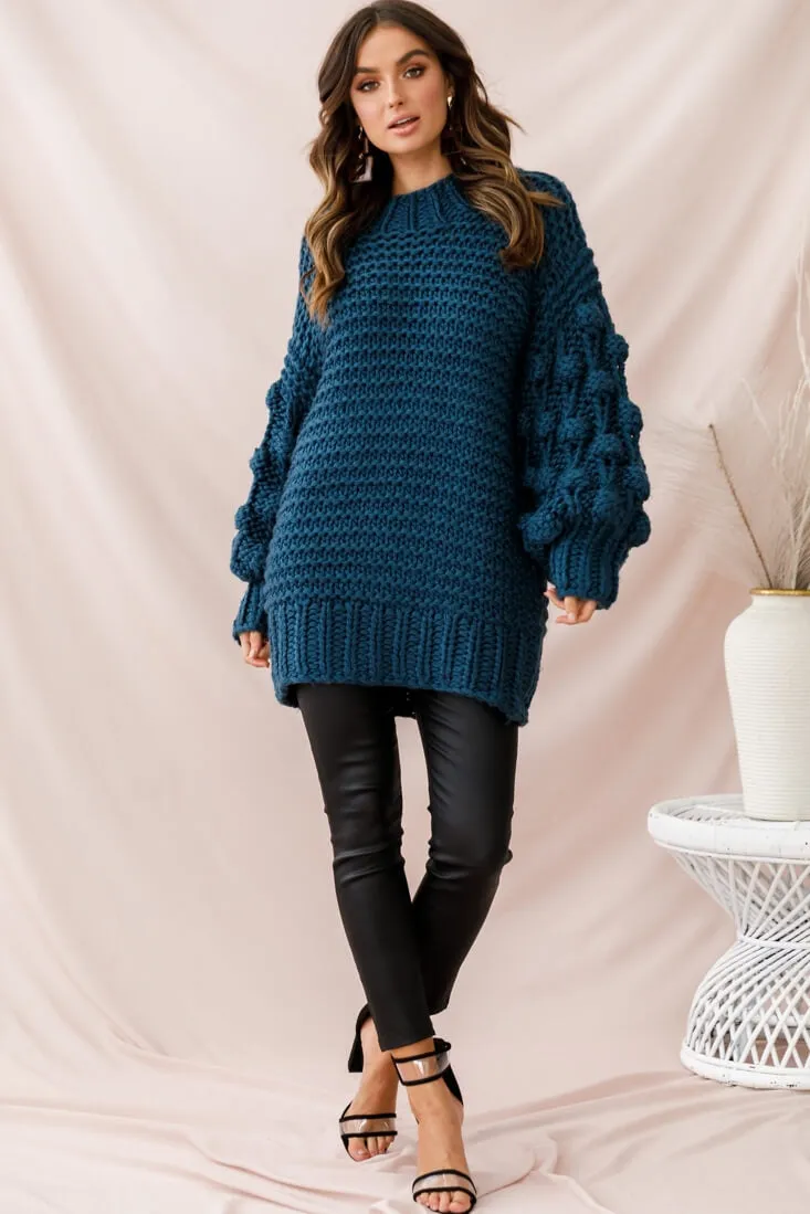 Moscow Chunky Knit Oversized Sweater Teal