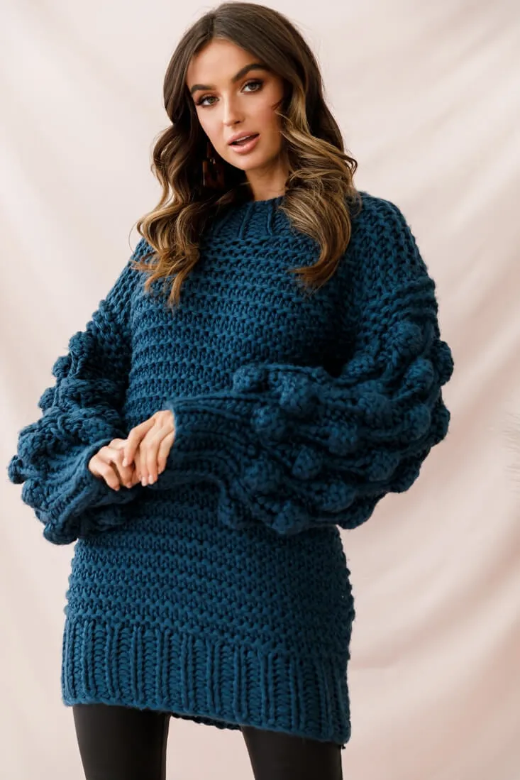 Moscow Chunky Knit Oversized Sweater Teal