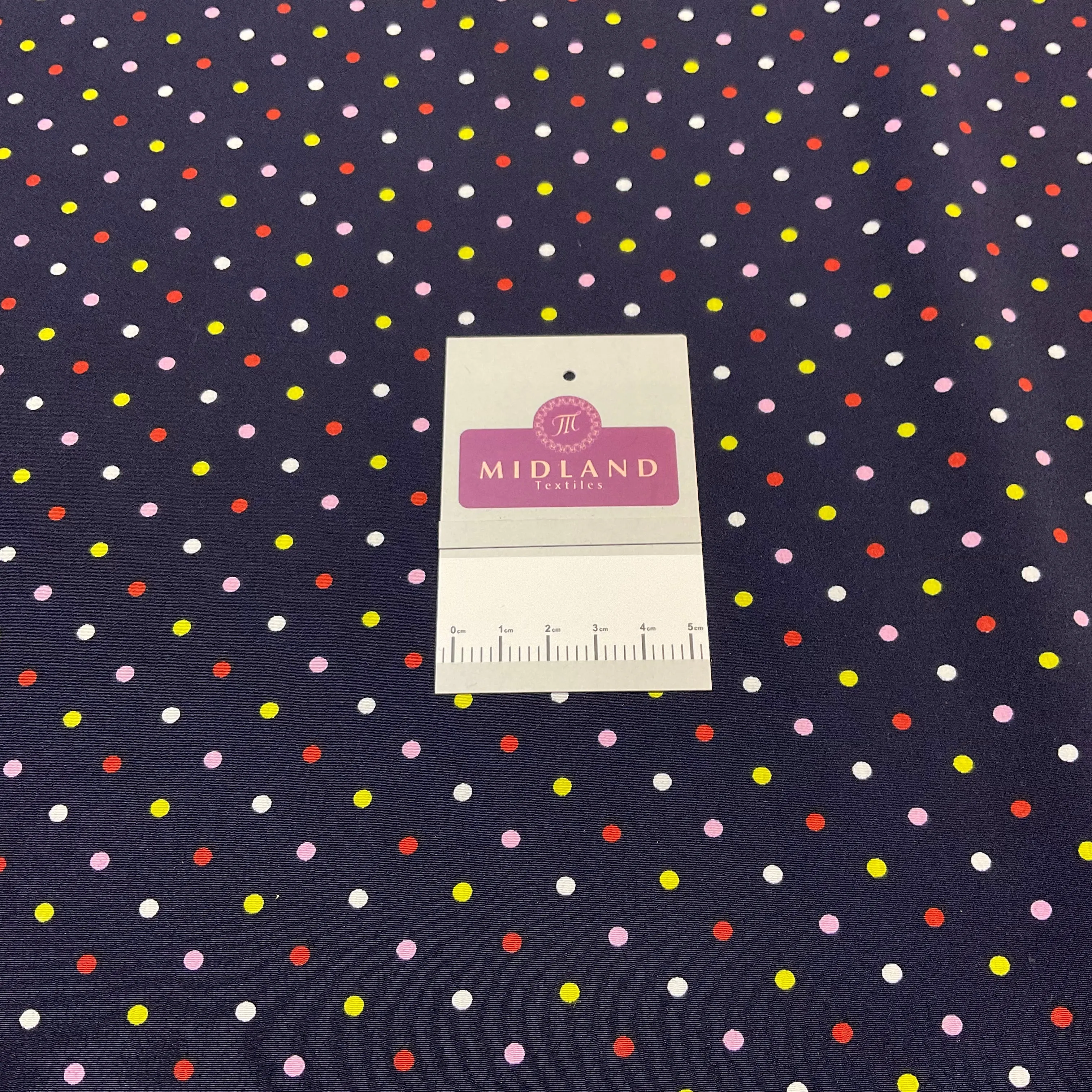 Navy Koshibo Crepe De Chine Polka 4mm dot spot Printed Dress fabric 150 cm M1400-38