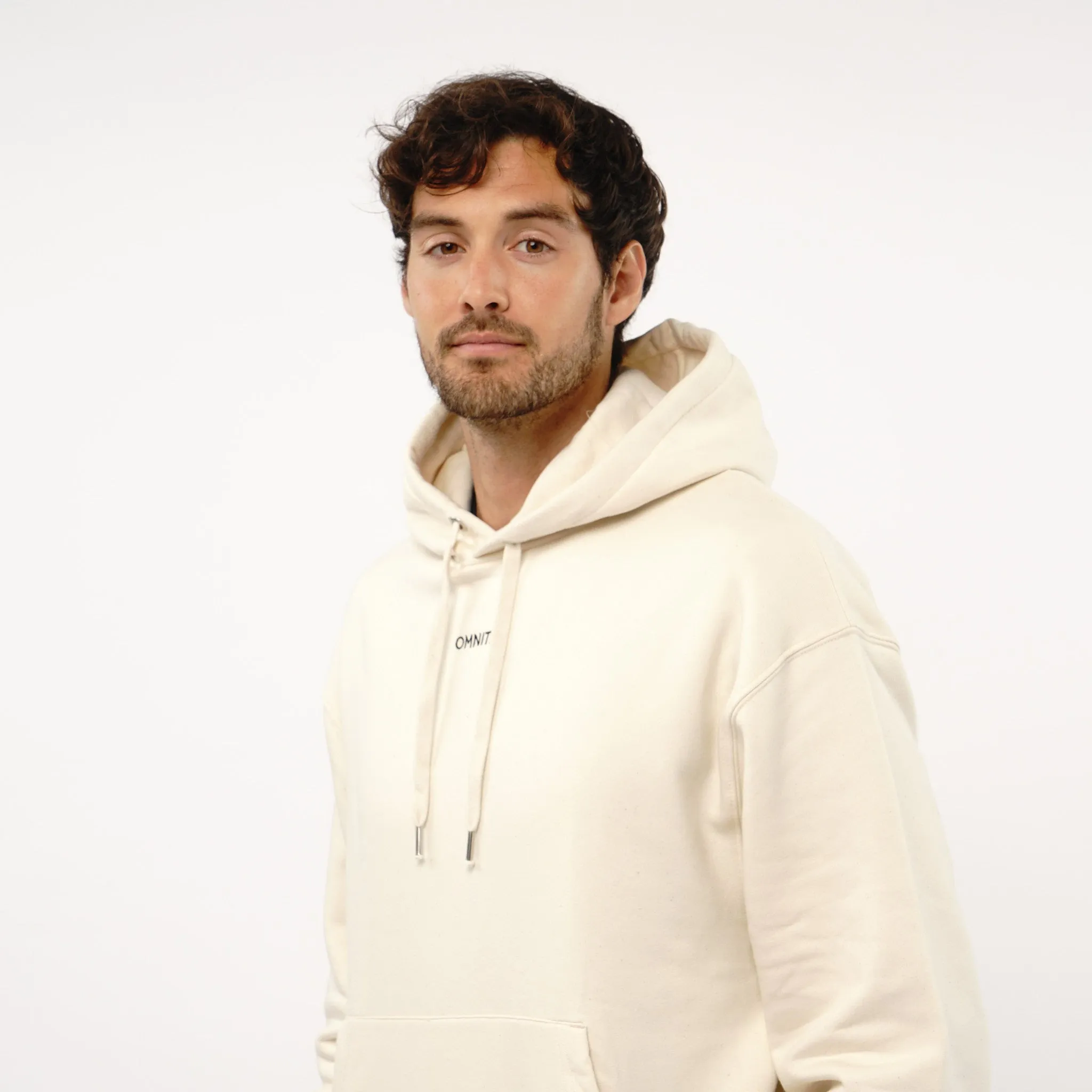 Omnitau Men's Oversized Organic Cotton Hoodie - Cream