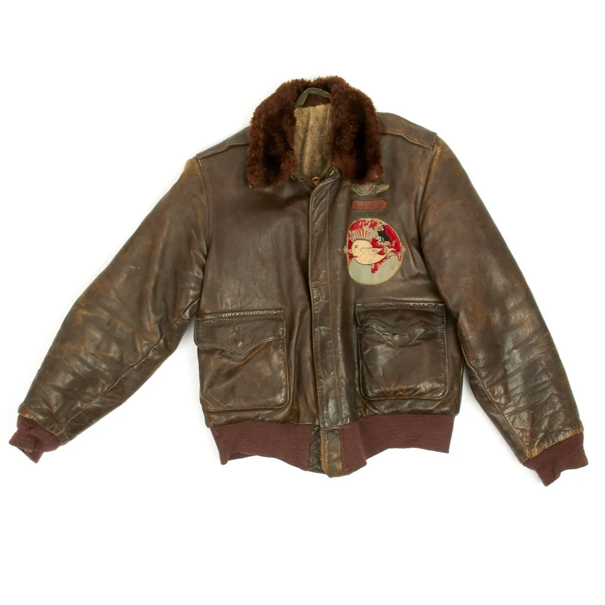 Original U.S. WWII B-24 Liberator Duration Baby Named Leather A-2 Jacket with Medal Grouping