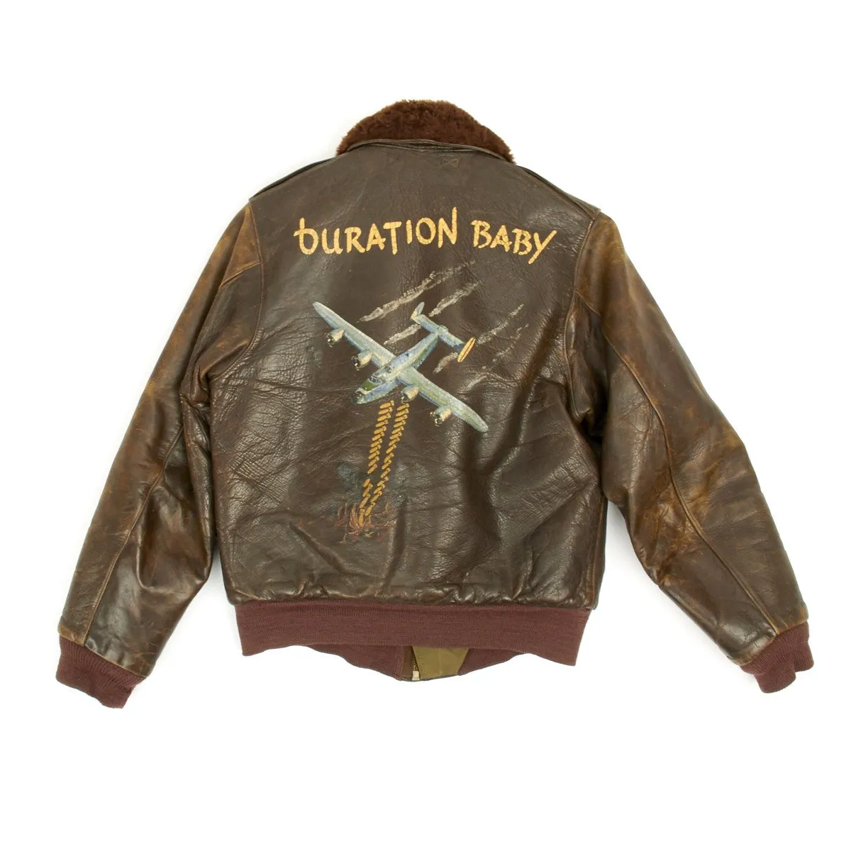 Original U.S. WWII B-24 Liberator Duration Baby Named Leather A-2 Jacket with Medal Grouping