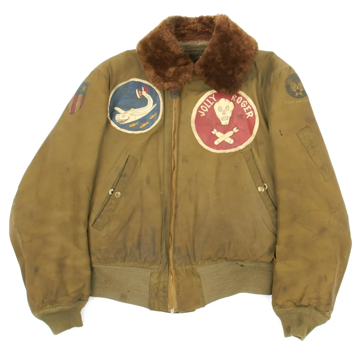 Original U.S. WWII Jolly Rogers 90th Bomb Group Moby Dick 320th Bomb Squadron Named B-15 Jacket