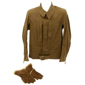 Original WWII Imperial Japanese Army Air Service Flight Jacket Pilot Smock with Gloves - Dated 1944