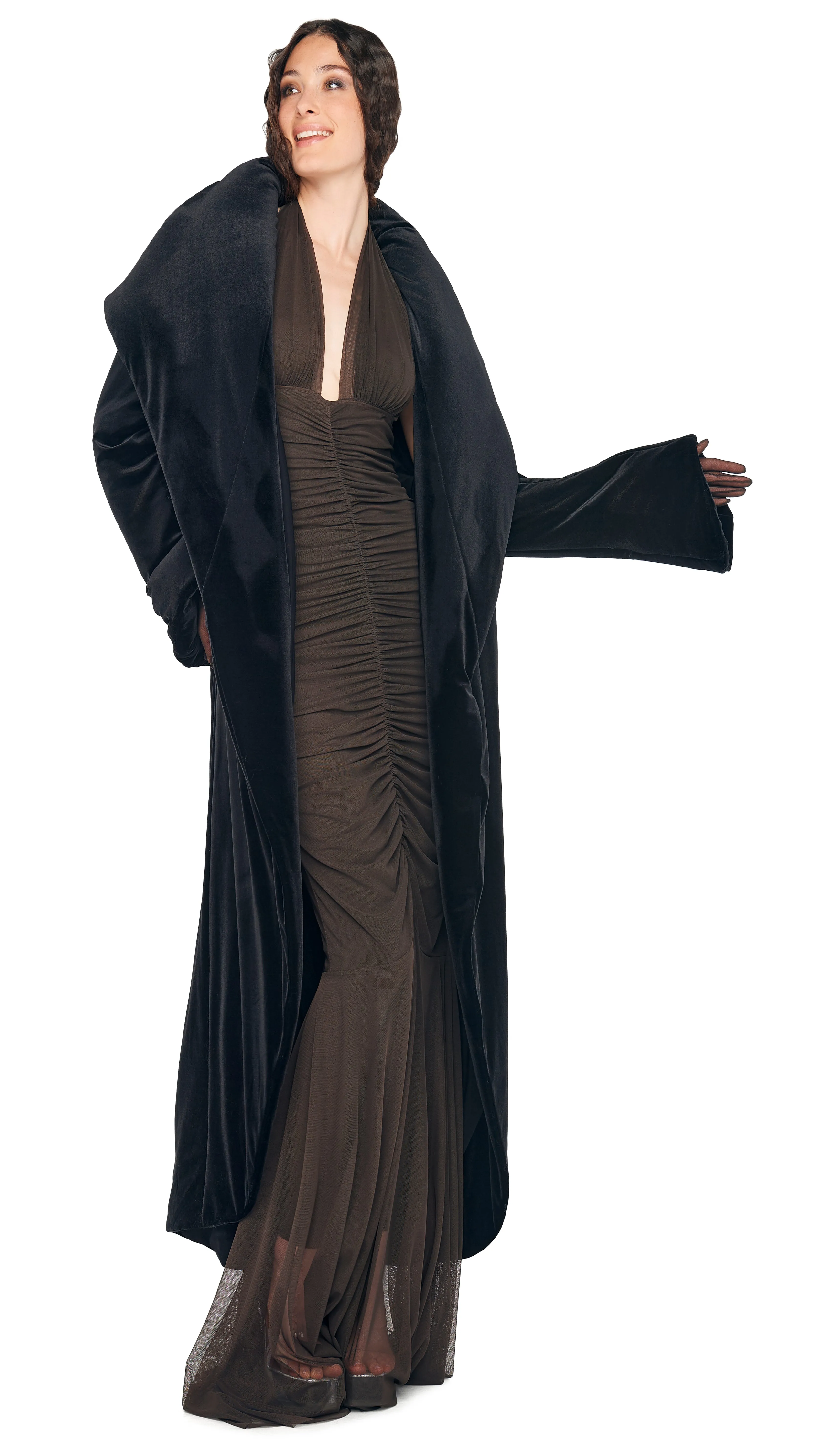 OS SHAWL COLLAR MAXI COAT