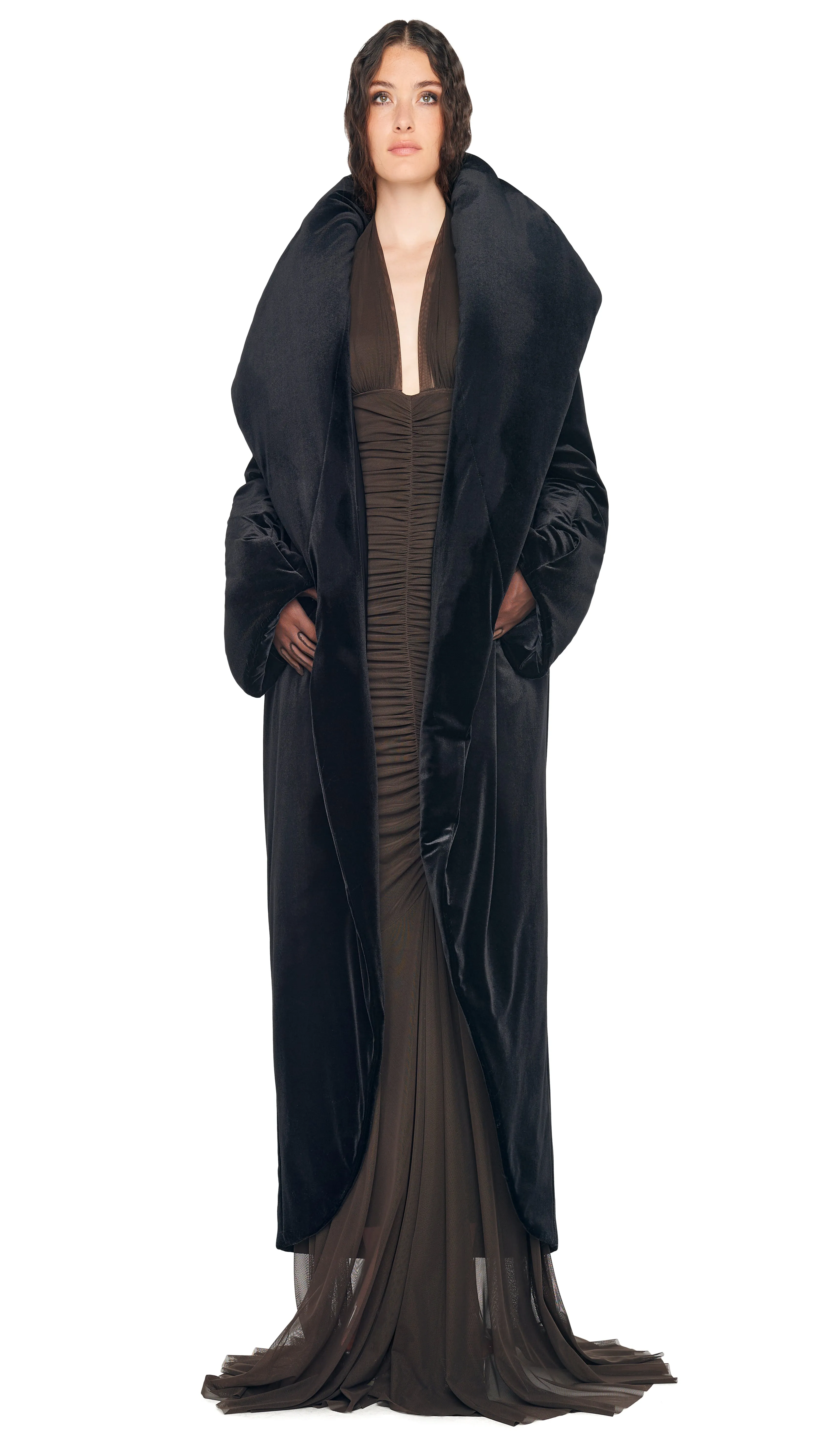 OS SHAWL COLLAR MAXI COAT