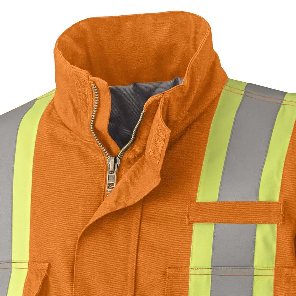 Parka - Pioneer Hi-Viz Flame Resistant Quilted Cotton Safety Parka, 5523 / 5533