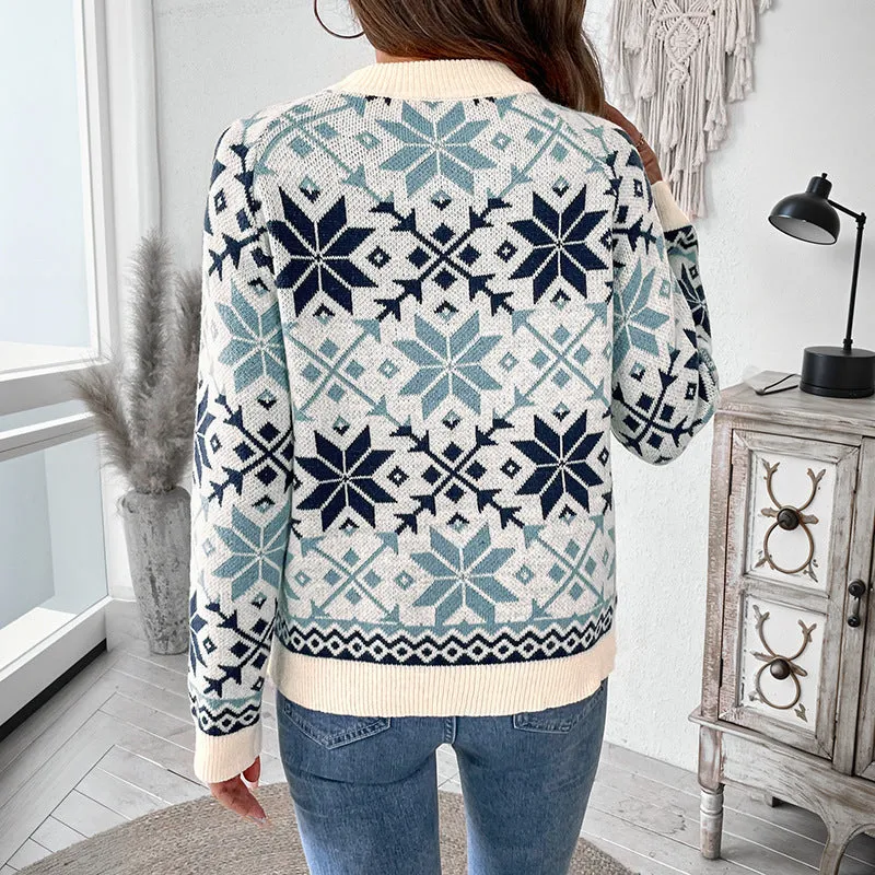 PEOPLETERRITORY New Hot Trade Knitted Sweater New Autumn and Winter New  Casual Women's Clothing Pullover Jacquard Sweater