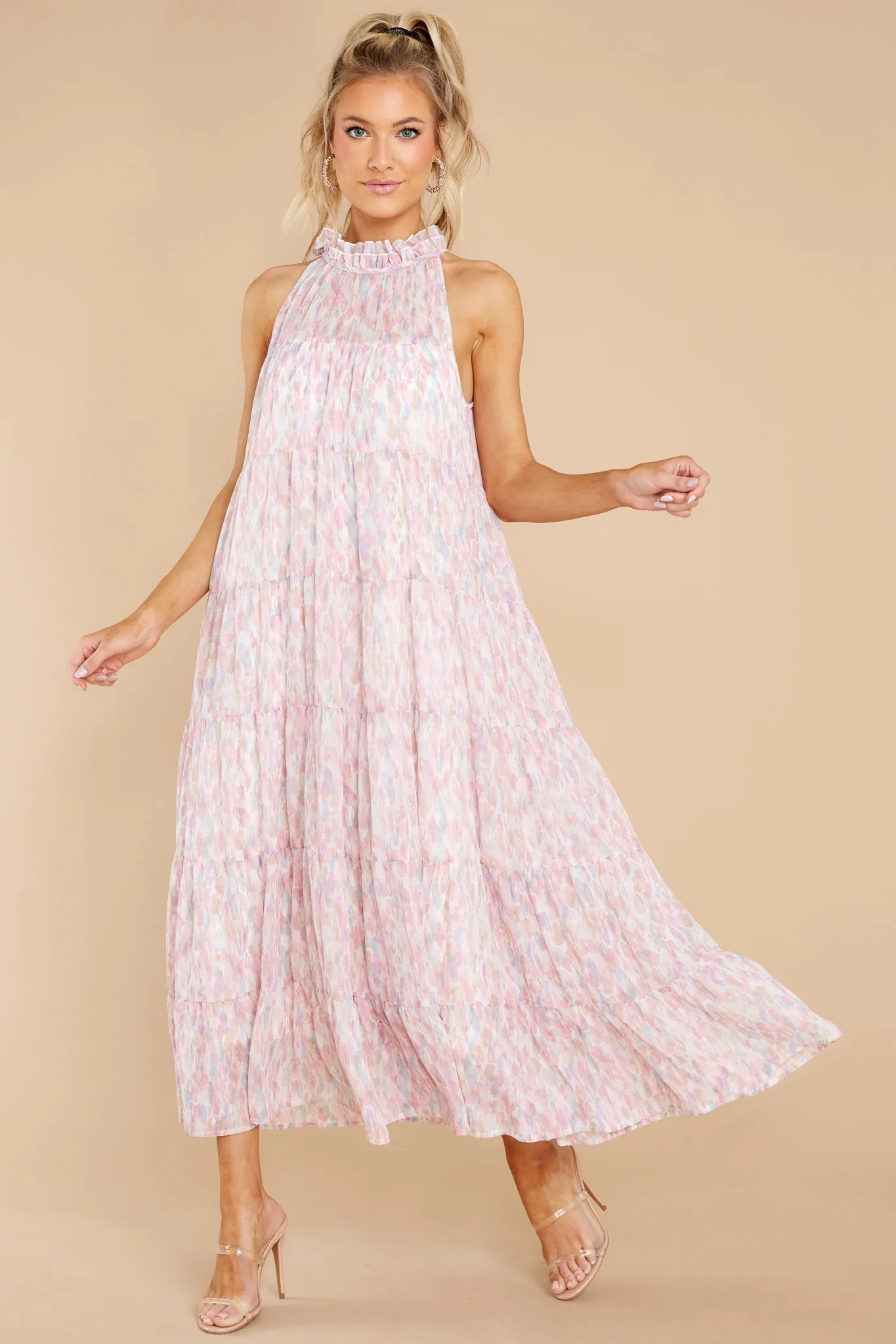 Petal Showers Pink Multi Maxi Dress