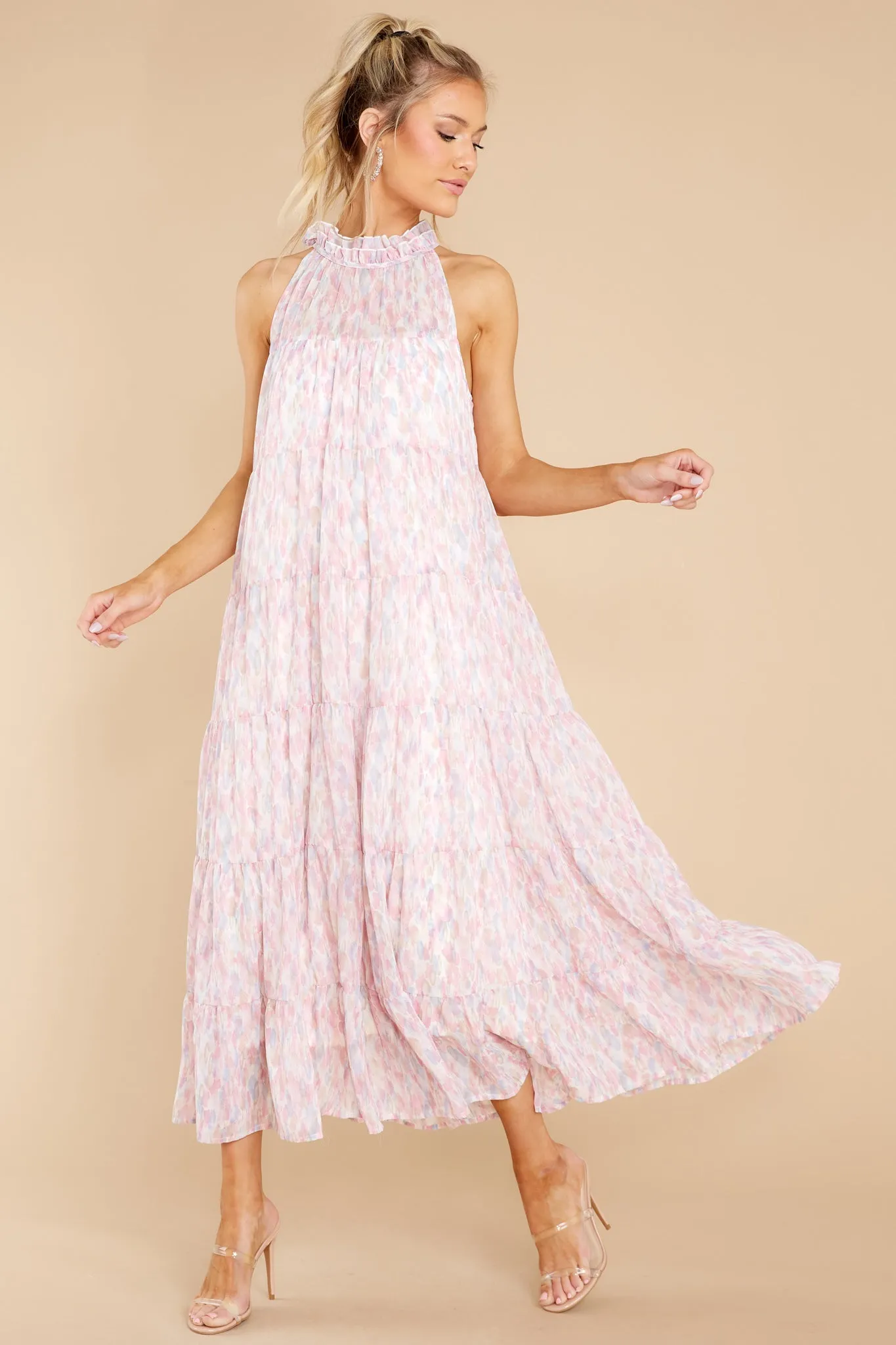 Petal Showers Pink Multi Maxi Dress