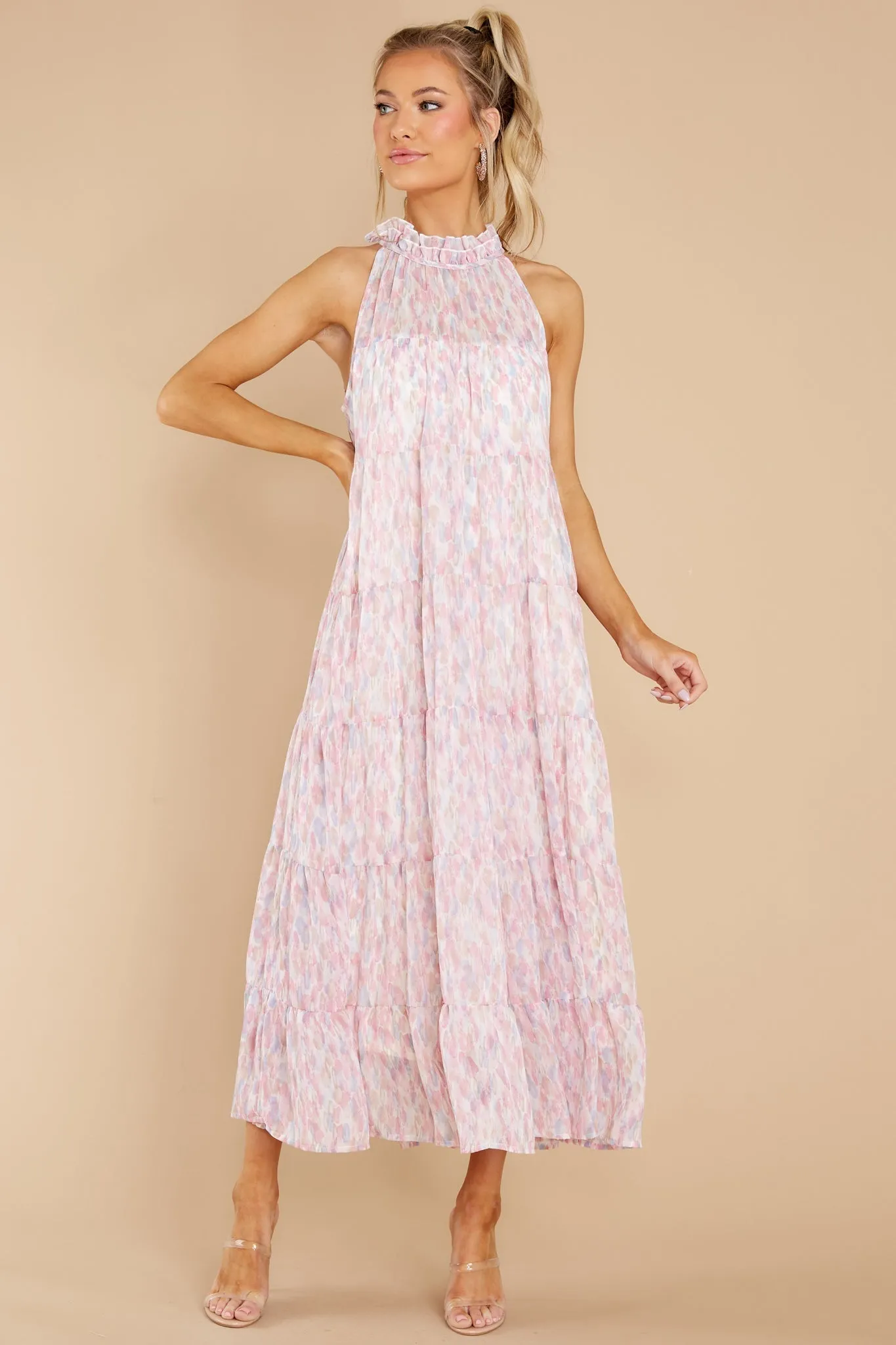 Petal Showers Pink Multi Maxi Dress