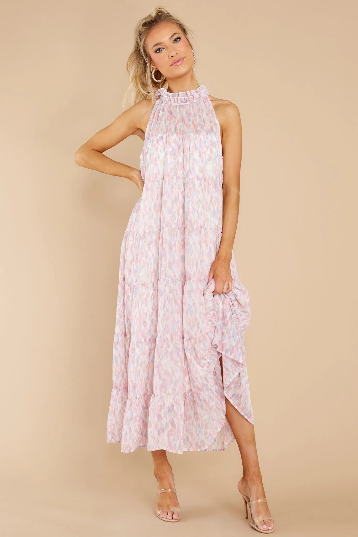 Petal Showers Pink Multi Maxi Dress