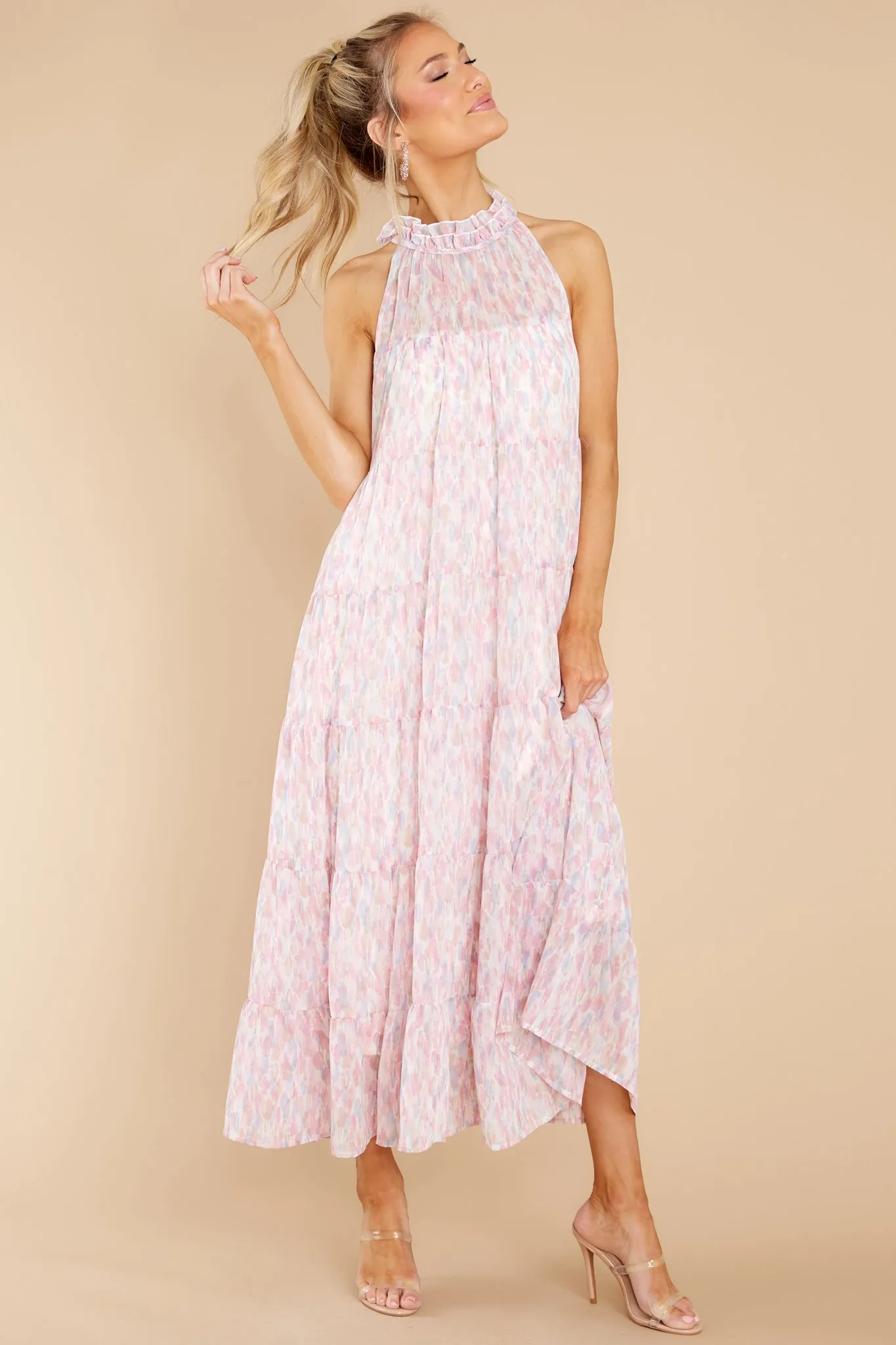 Petal Showers Pink Multi Maxi Dress