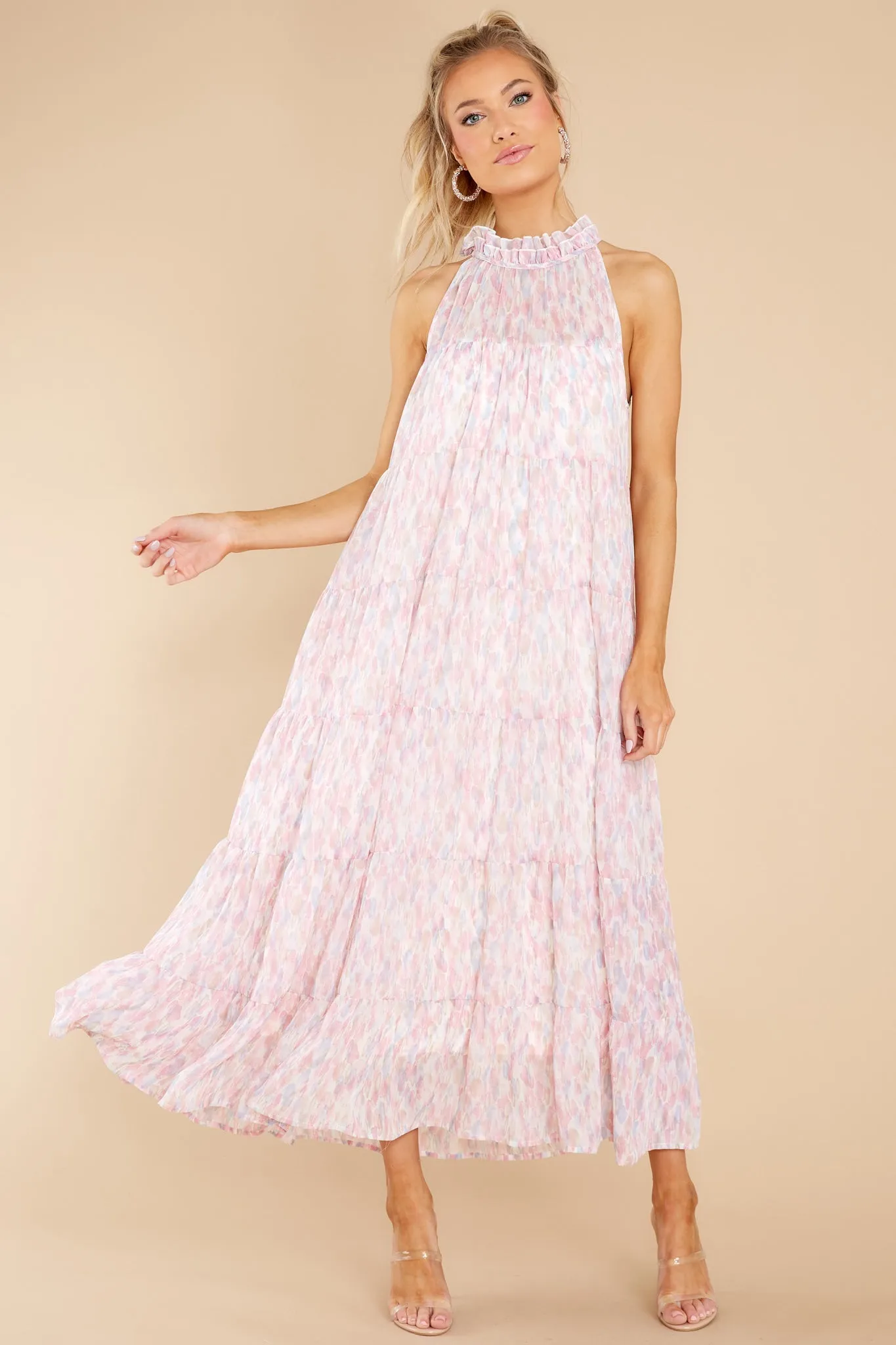 Petal Showers Pink Multi Maxi Dress