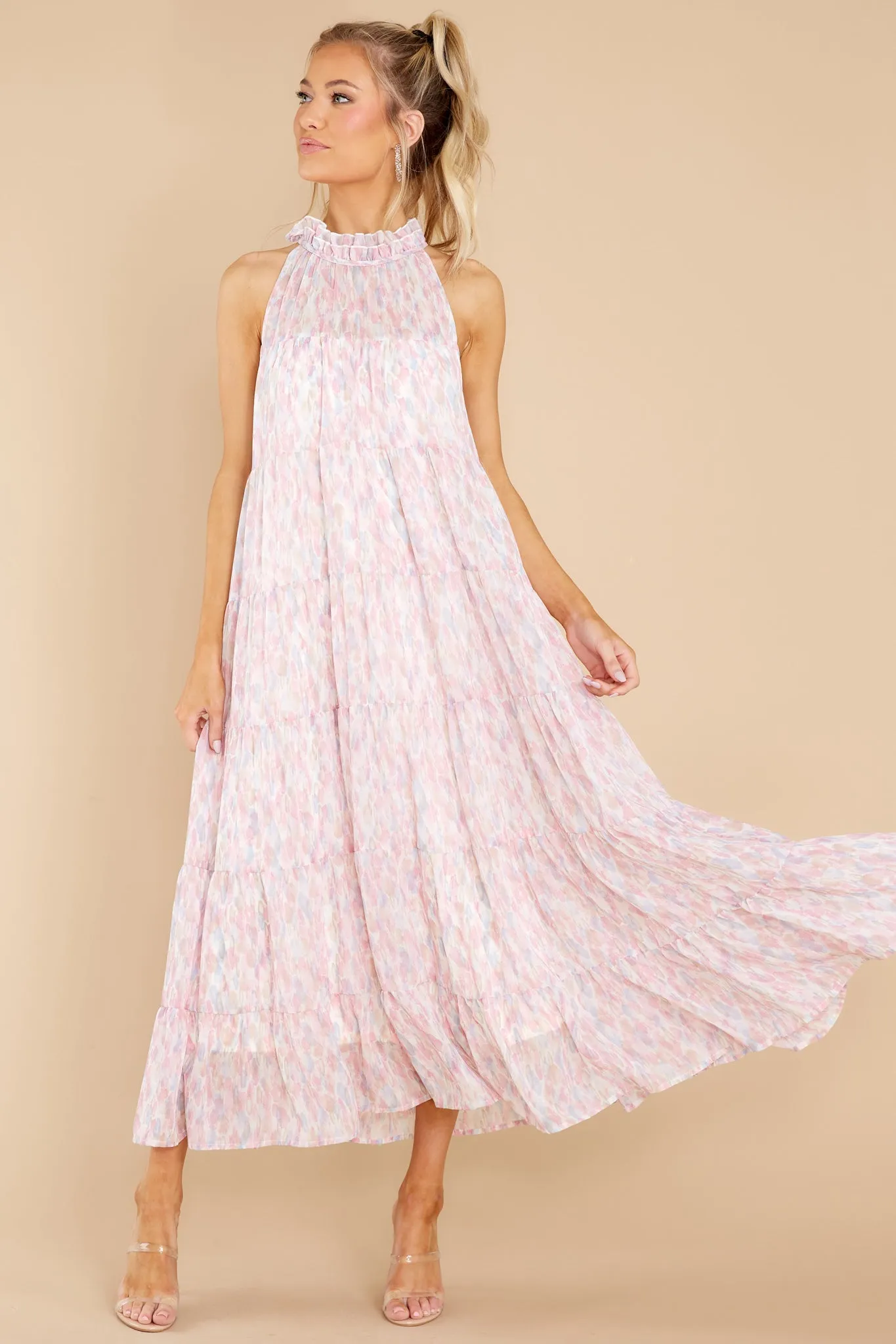 Petal Showers Pink Multi Maxi Dress