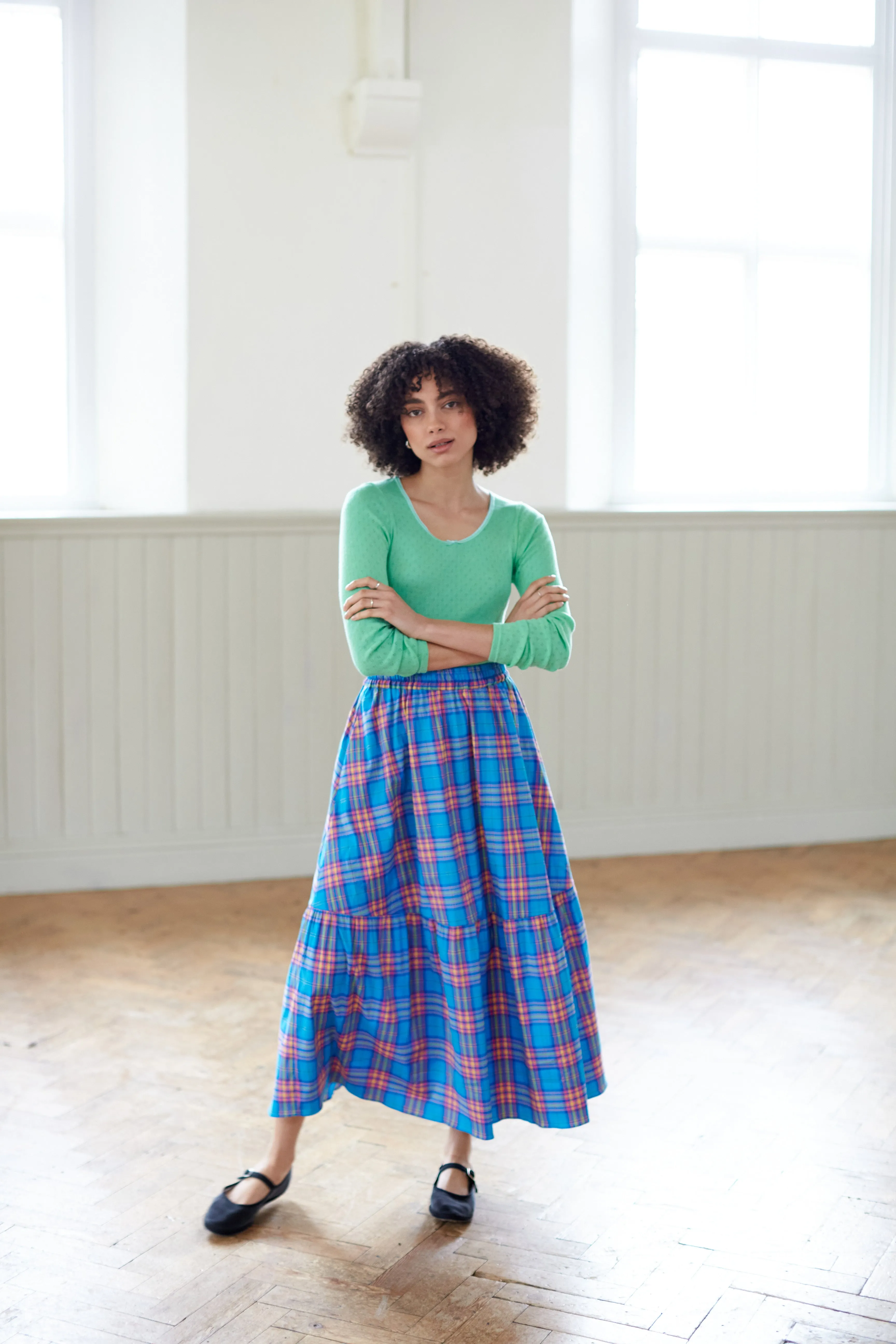 Petticoat Skirt in Azure Check