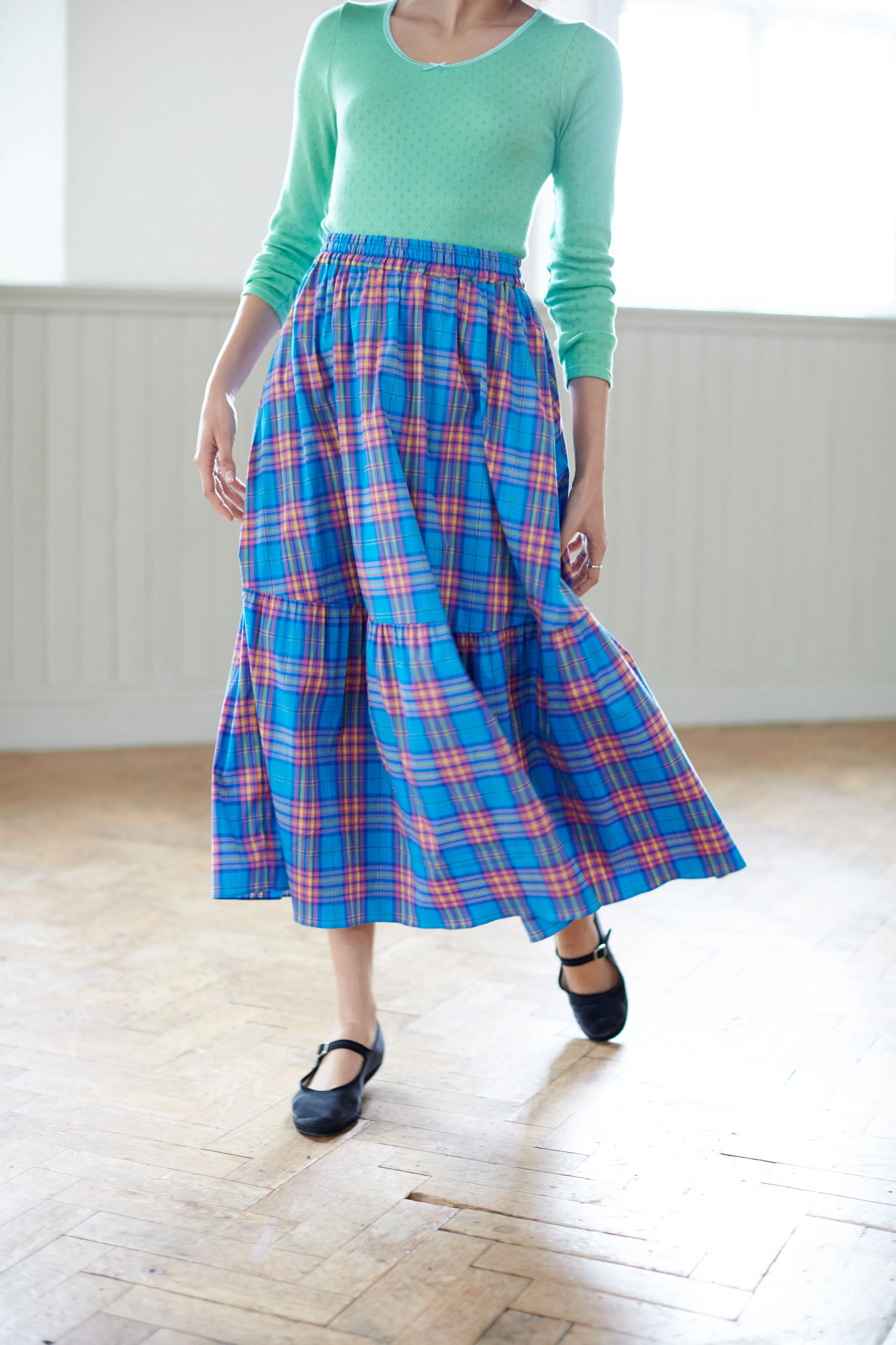 Petticoat Skirt in Azure Check