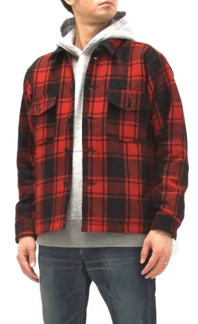 Pherrow's Wool Plaid Shirt Jacket Men's Shacket with Lightweight Lining Pherrows 21W-PCSJ2 Red/Black