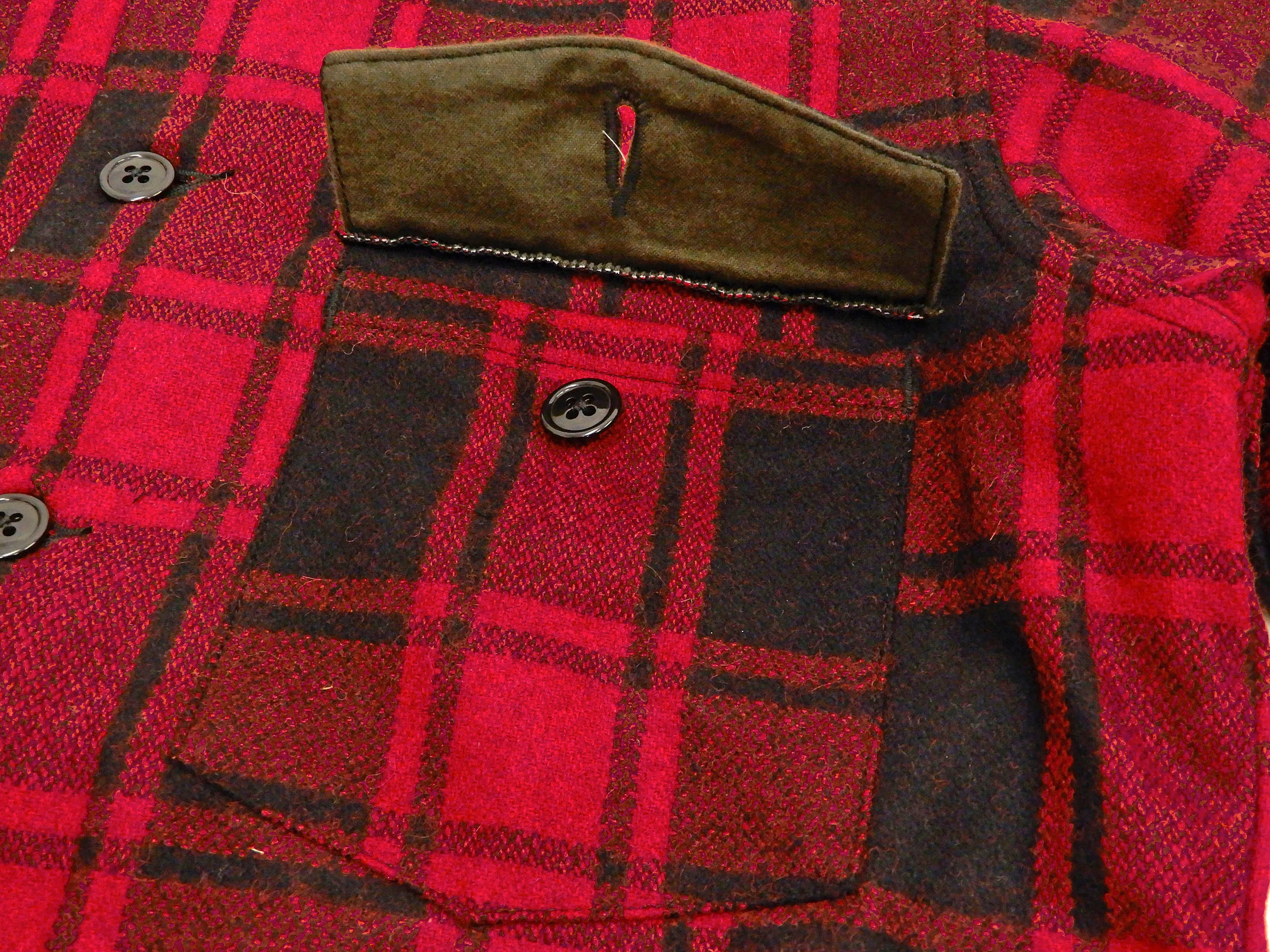 Pherrow's Wool Plaid Shirt Jacket Men's Shacket with Lightweight Lining Pherrows 21W-PCSJ2 Red/Black