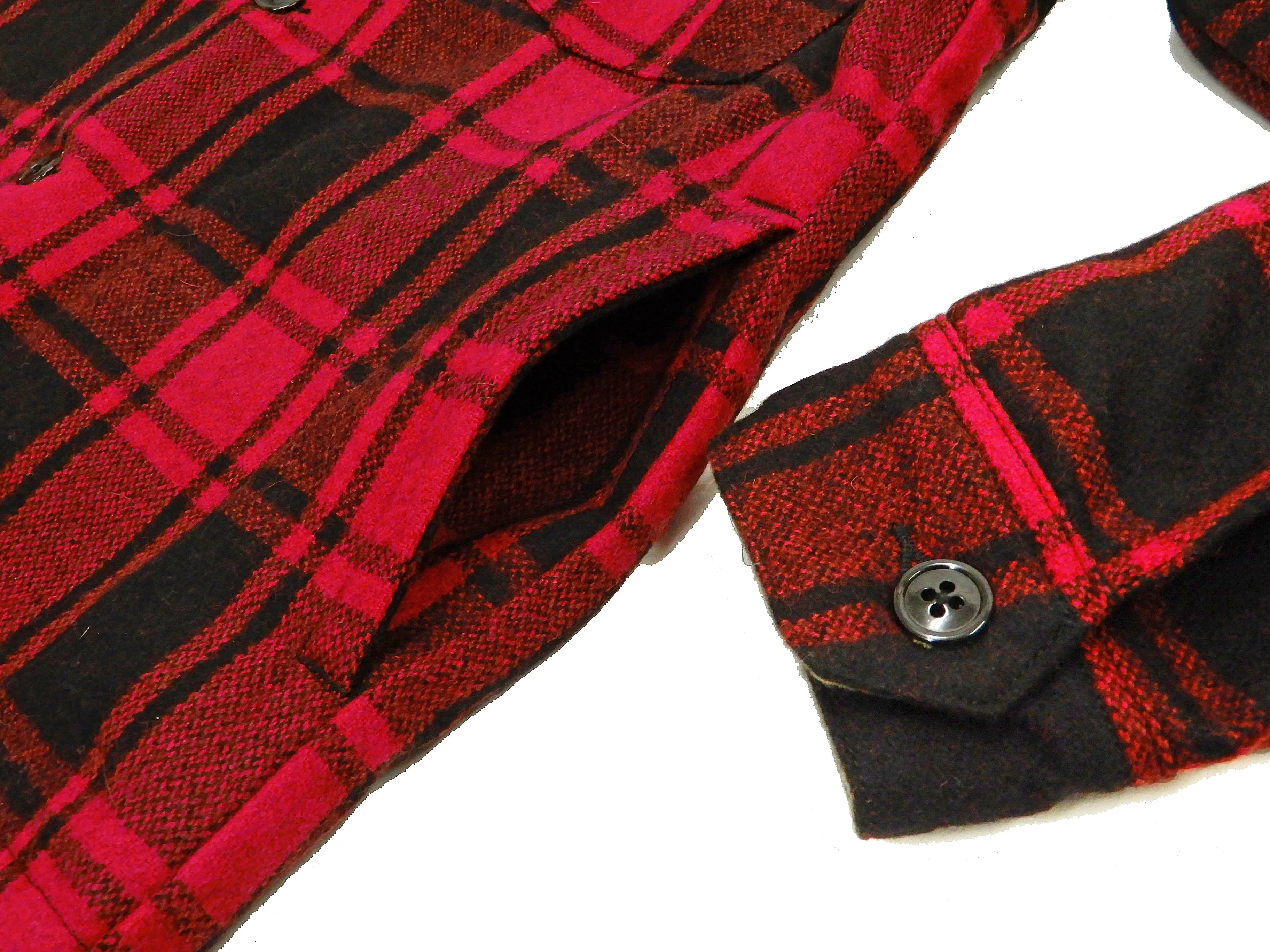 Pherrow's Wool Plaid Shirt Jacket Men's Shacket with Lightweight Lining Pherrows 21W-PCSJ2 Red/Black