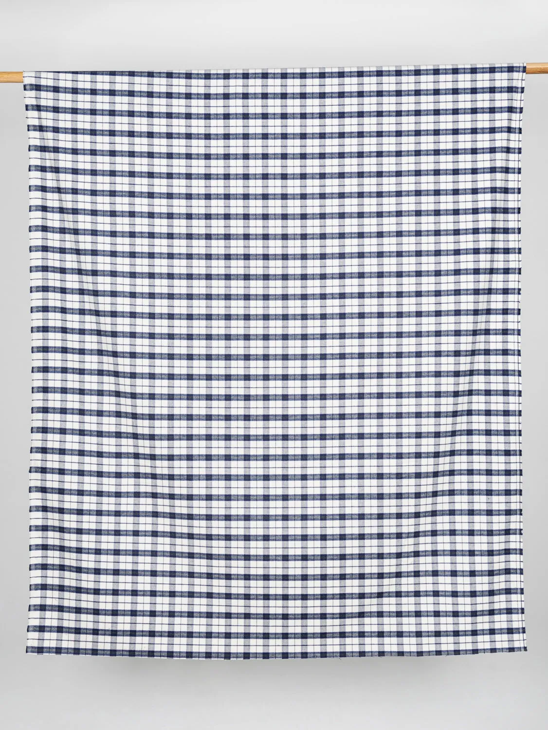 Plaid Check Brushed Cotton - White   Blue - Swatch