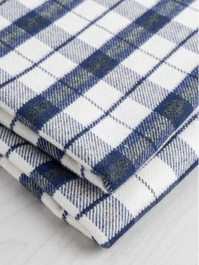 Plaid Check Brushed Cotton - White   Blue