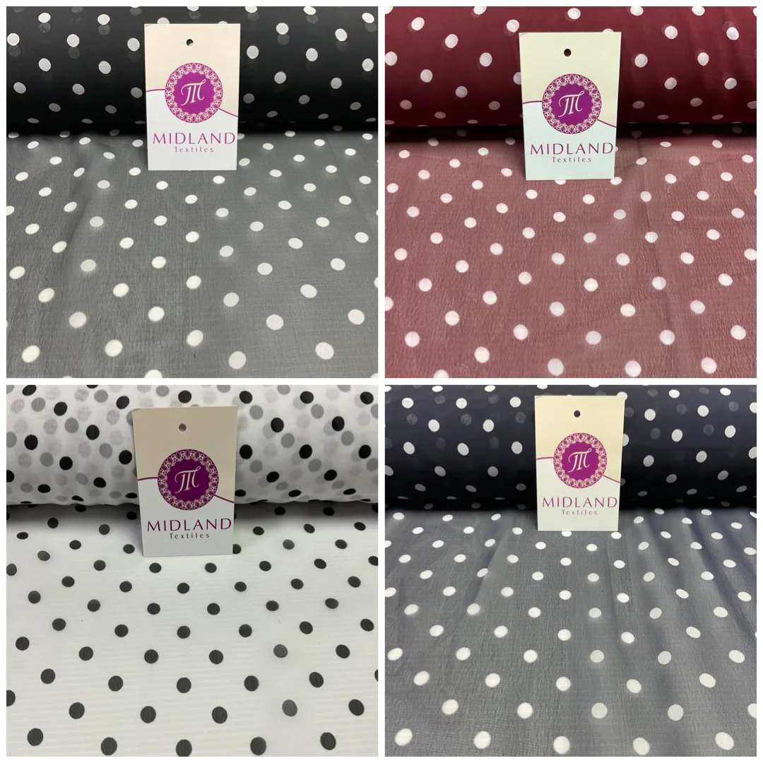 Polka Dot Spot Sheer, Flowy dress blouse chiffon fabric 58 inches wide M1748