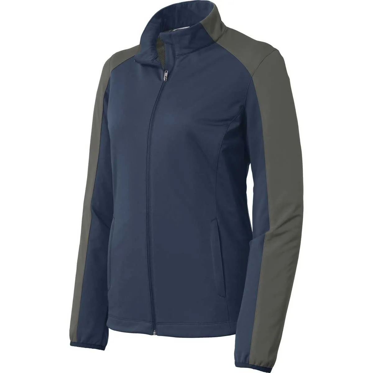 Port Authority Women's Dress Blue Navy/Grey Steel Active Colorblock Soft Shell Jacket