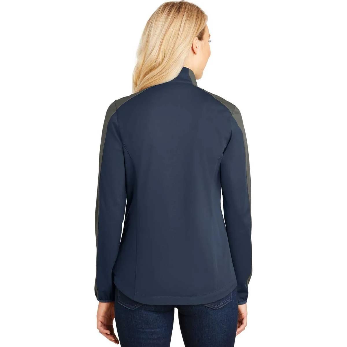 Port Authority Women's Dress Blue Navy/Grey Steel Active Colorblock Soft Shell Jacket