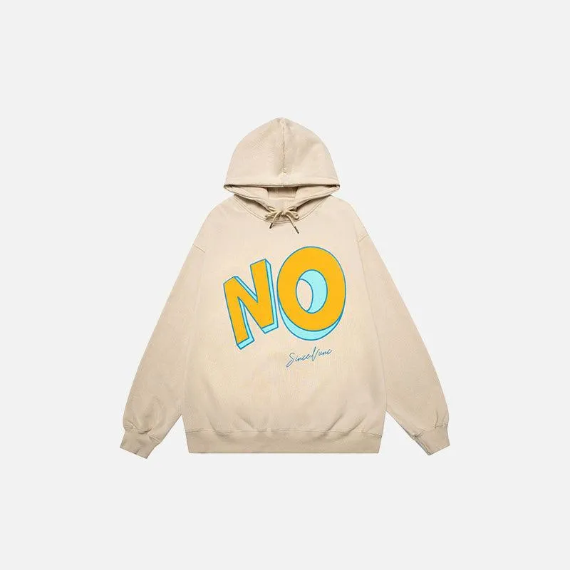 "No" Letter Print Loose Hoodie