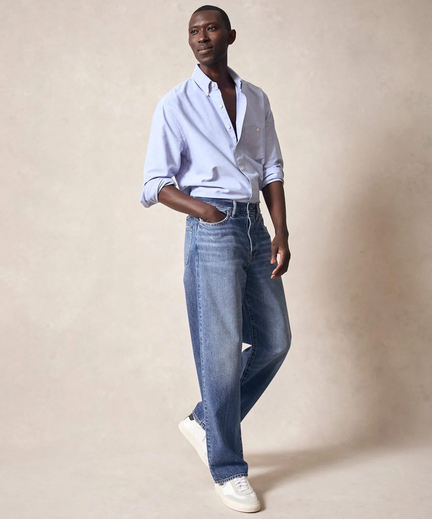 Relaxed Selvedge Jean in Medium Crease Wash