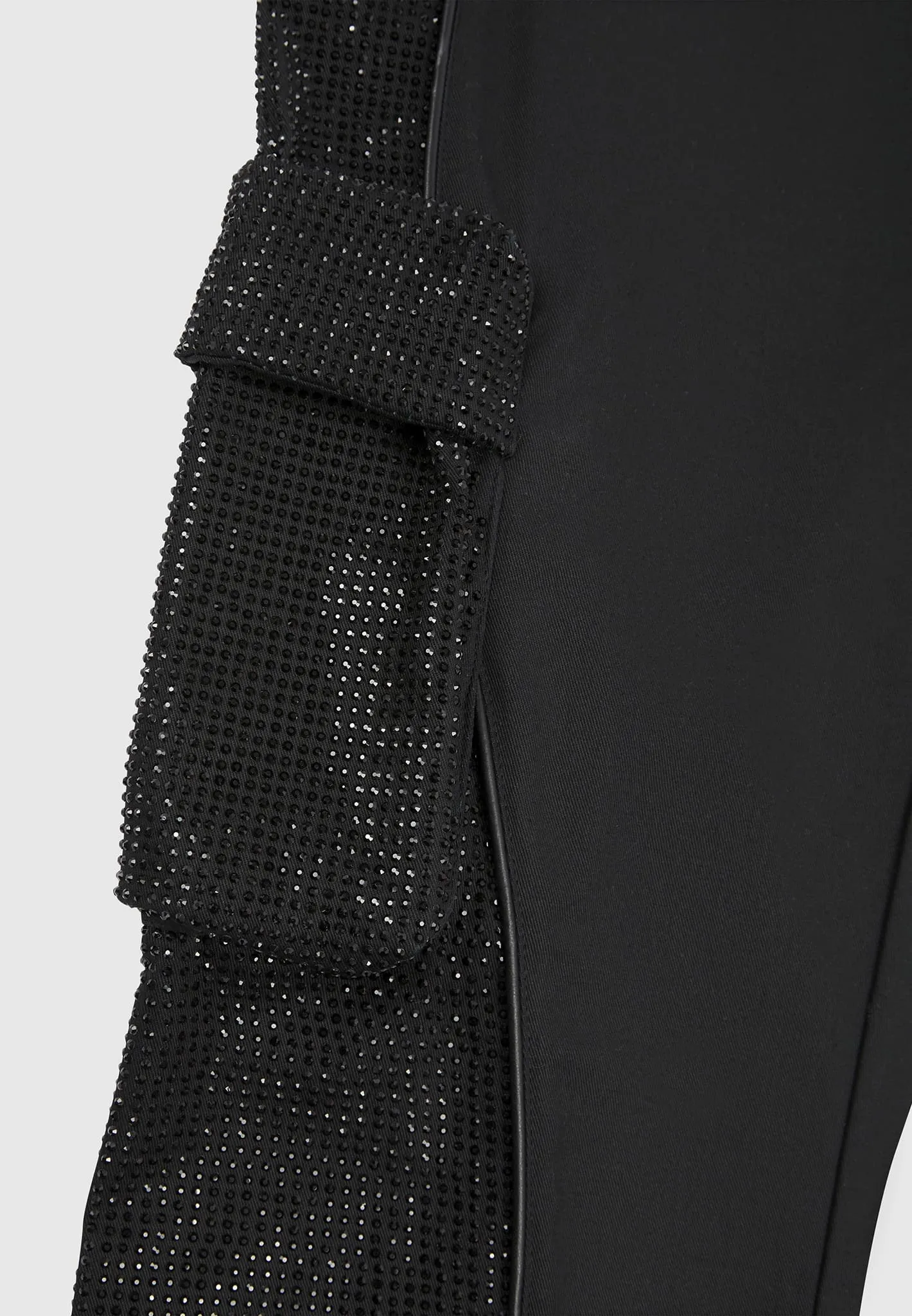 Rhinestone Contour Cargo Pants - Black