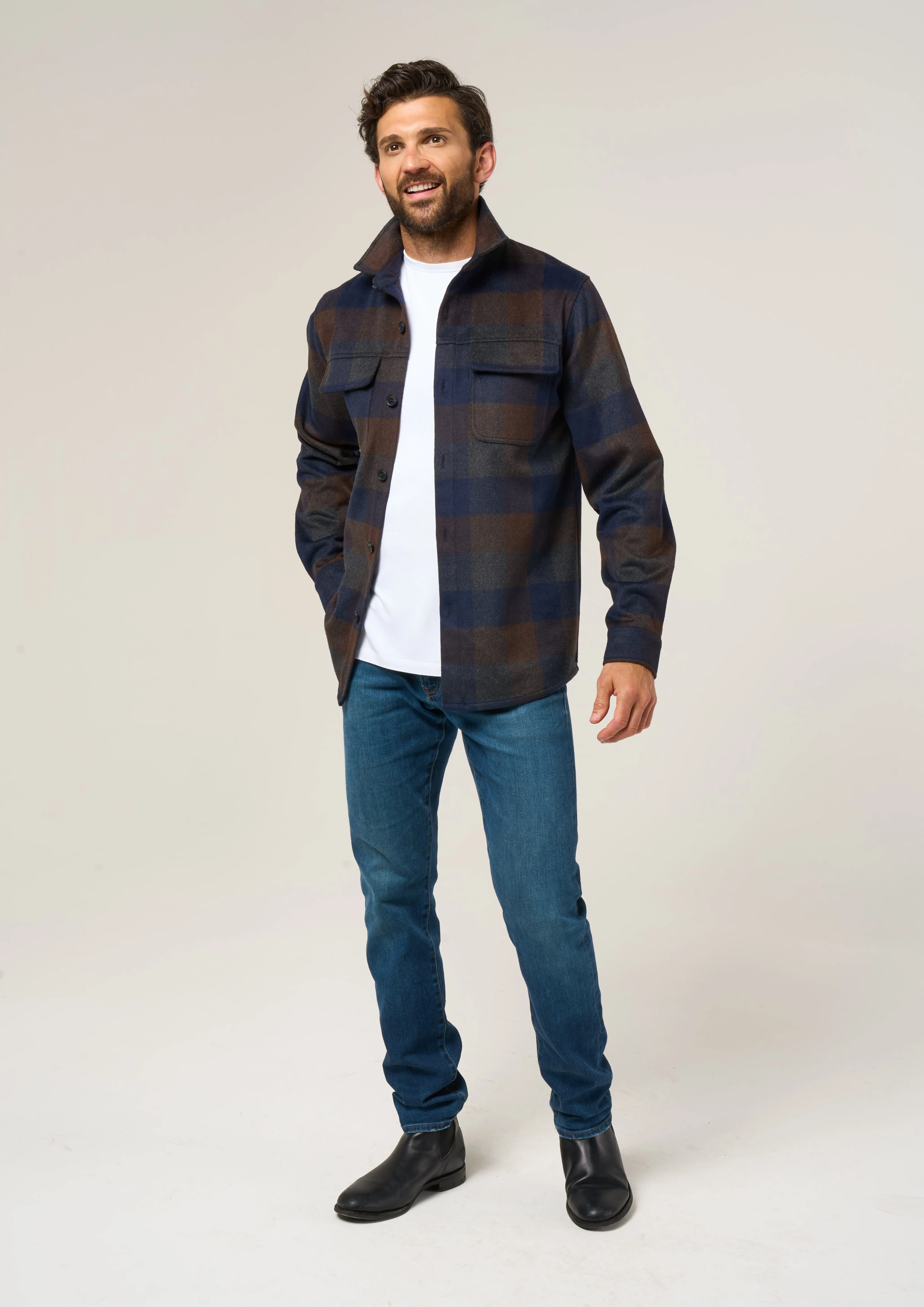 Ripley Men's Plaid Shacket in Navy